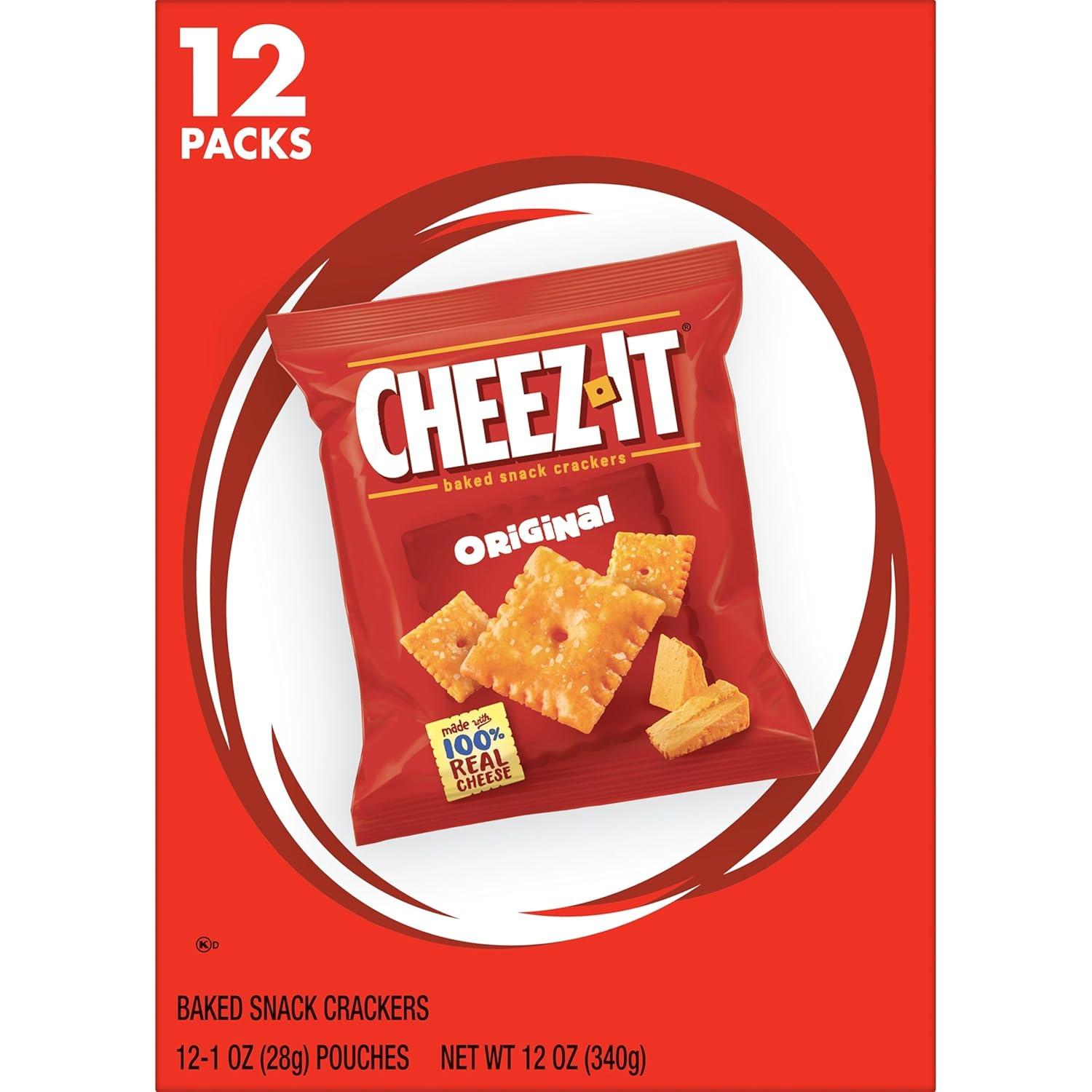 image:imageCheezIt Baked Snack Cheese Crackers Original Single Serve 1 oz Bags 12 Count