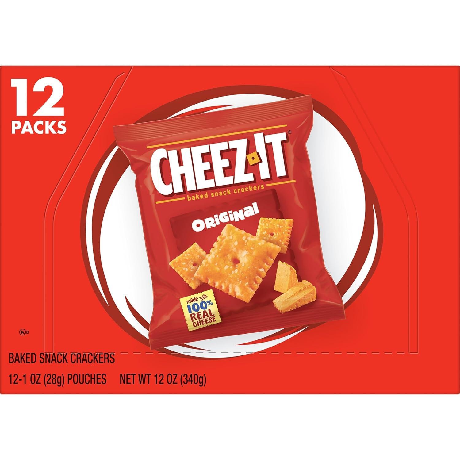 image:imageCheezIt Baked Snack Cheese Crackers Original Single Serve 1 oz Bags 12 Count