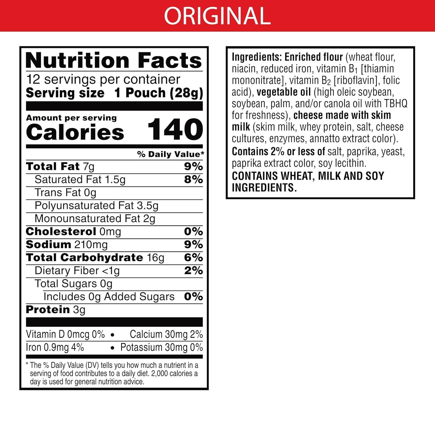 image:imageCheezIt Baked Snack Cheese Crackers Original Single Serve 1 oz Bags 12 Count