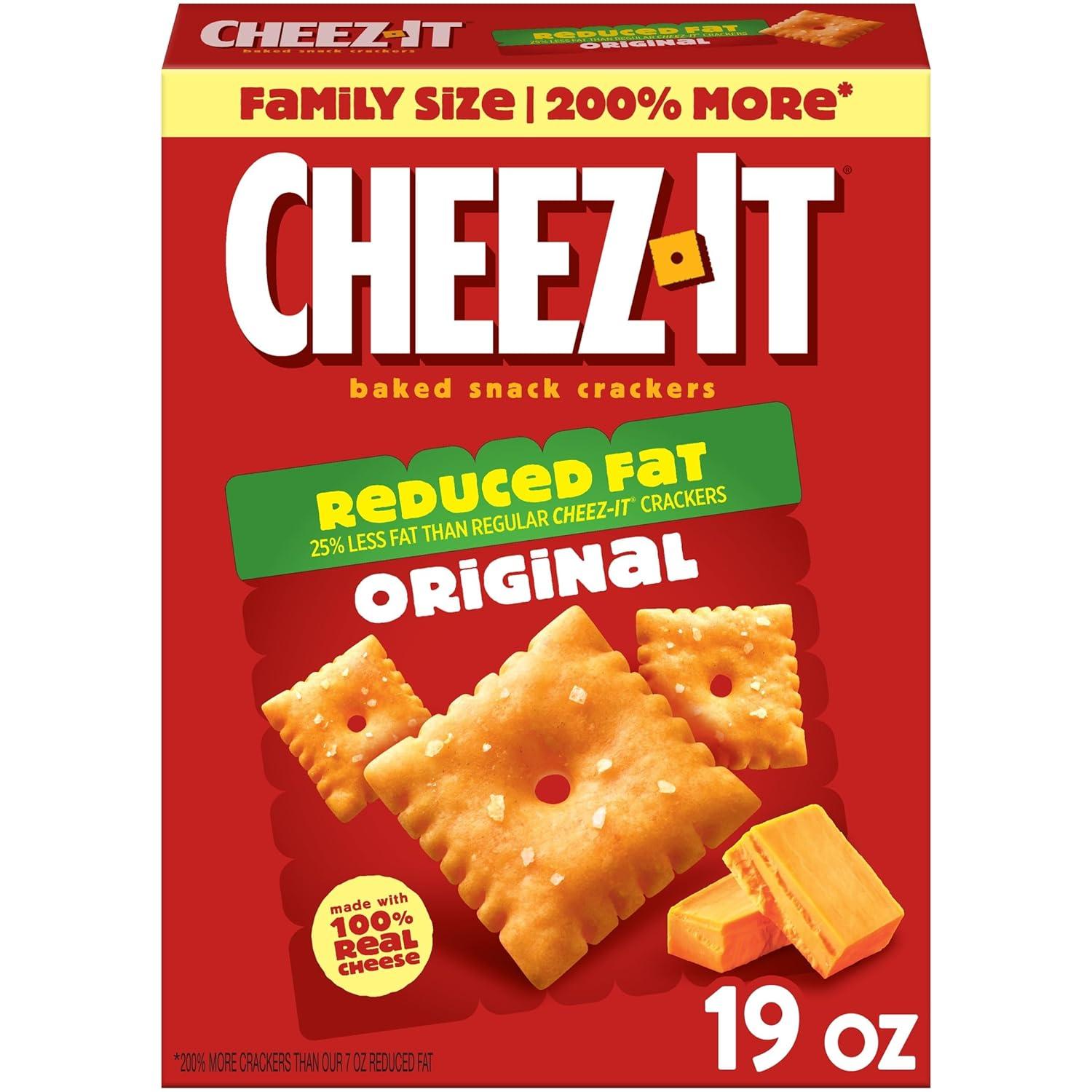 image:imageCheezIt Cheese Crackers Baked Snack Crackers Lunch Snacks Family Size Reduced Fat Original 19oz Box 1 BoxOriginal