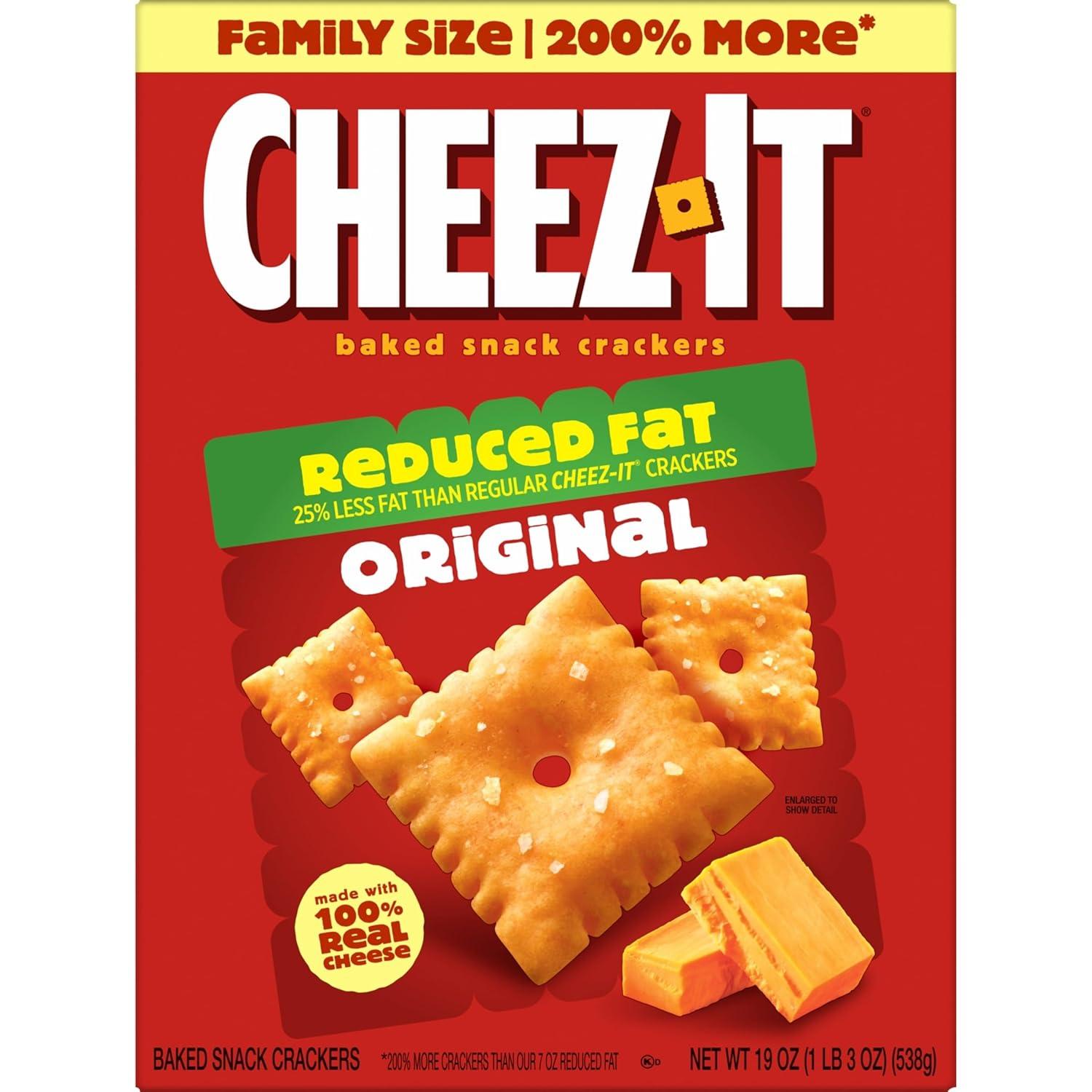 image:imageCheezIt Cheese Crackers Baked Snack Crackers Lunch Snacks Family Size Reduced Fat Original 19oz Box 1 BoxOriginal