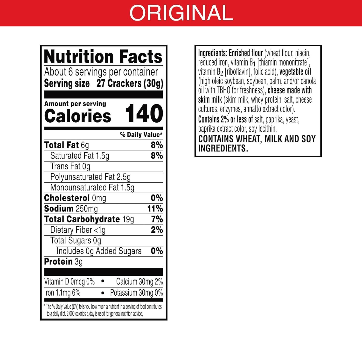 image:imageCheezIt Cheese Crackers Baked Snack Crackers Lunch Snacks Family Size Reduced Fat Original 19oz Box 1 BoxReduce Fat Original