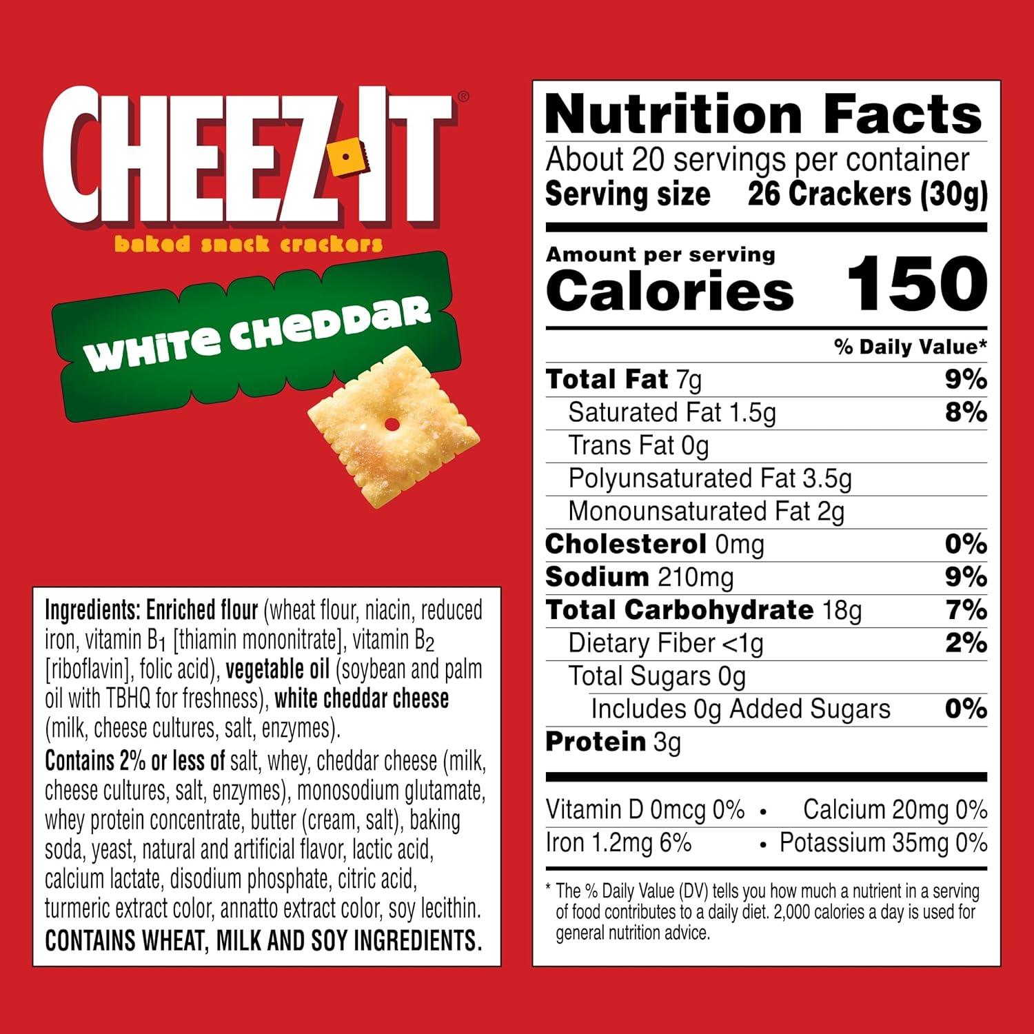 image:imageCheezIt Cheese Crackers Baked Snack Crackers Lunch Snacks Family Size White Cheddar 21oz Box 1 Box