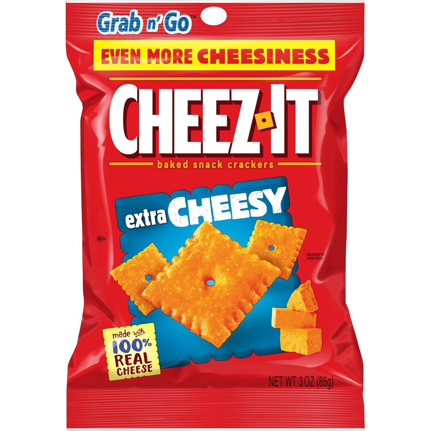 image:imageCheezIt Cheese Crackers Baked Snack Crackers Lunch Snacks Grab n Go Extra Cheesy 675lb Case 36 Pouches36 Count