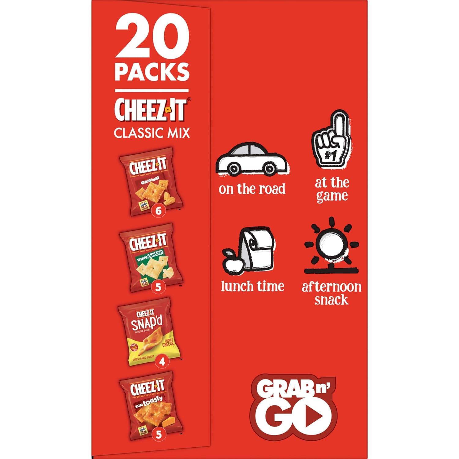 image:imageCheezIt Cheese Crackers Baked Snack Crackers Lunch Snacks Grab n Go Variety Pack 191oz Box 20 Packs
