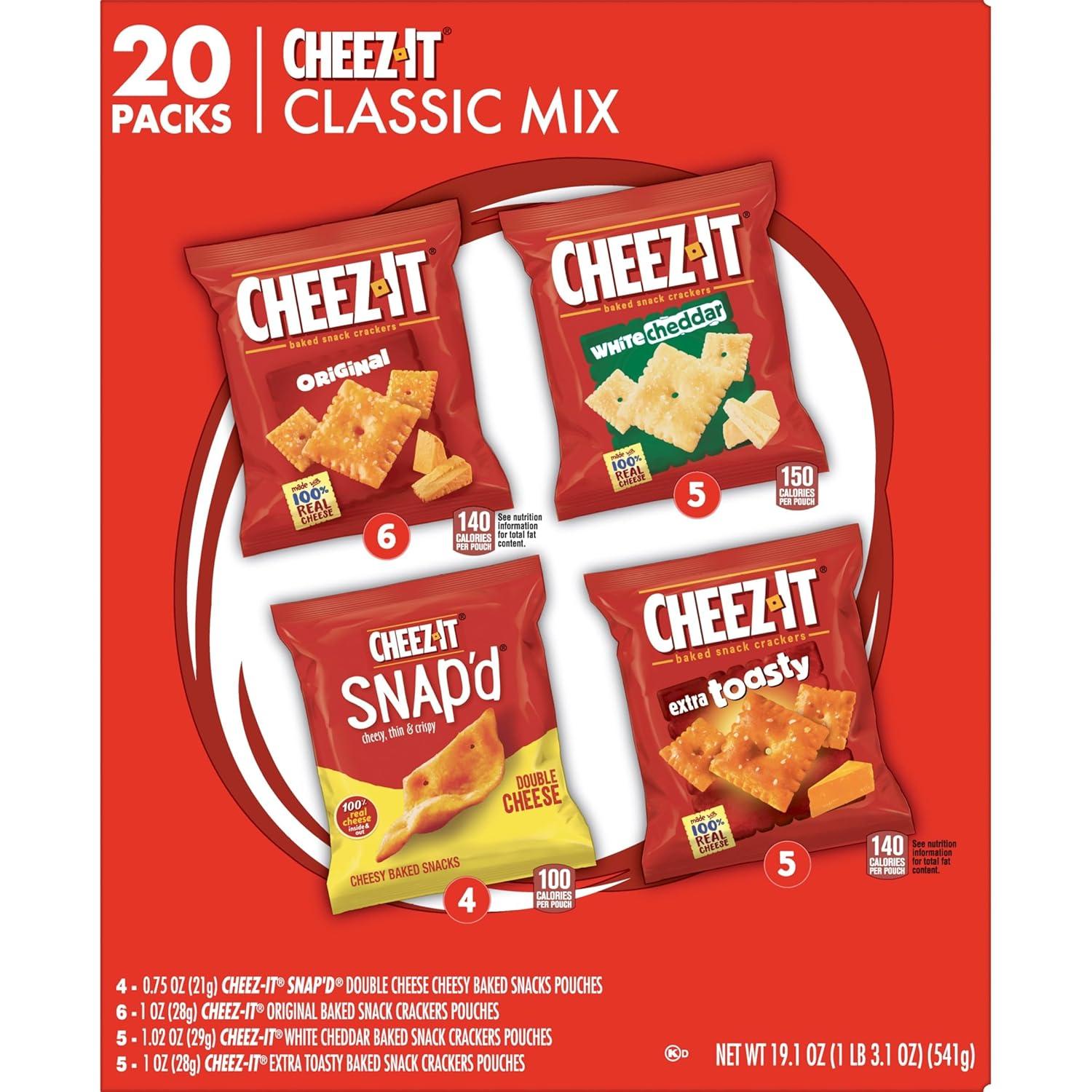 image:imageCheezIt Cheese Crackers Baked Snack Crackers Lunch Snacks Grab n Go Variety Pack 191oz Box 20 Packs
