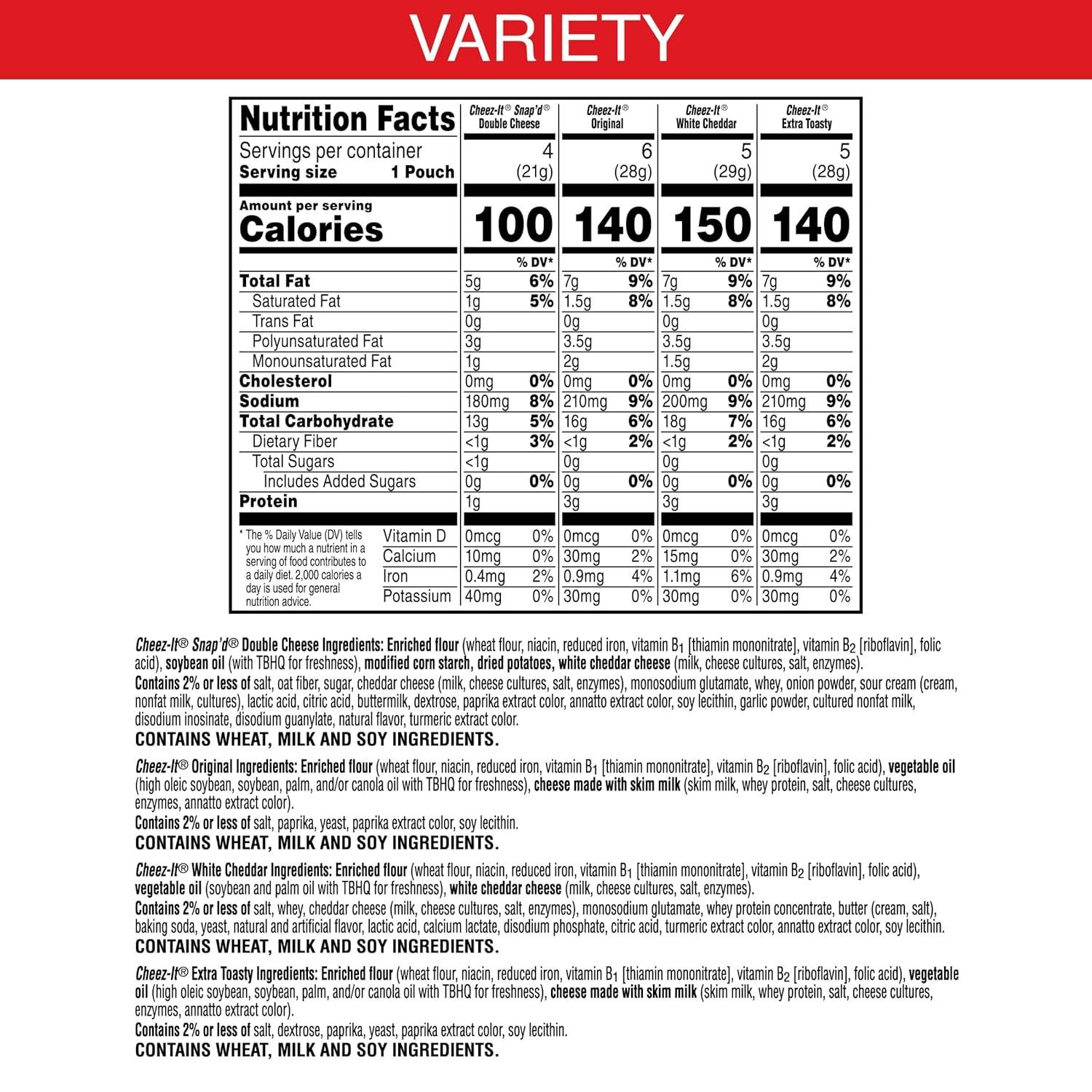 image:imageCheezIt Cheese Crackers Baked Snack Crackers Lunch Snacks Grab n Go Variety Pack 191oz Box 20 Packs
