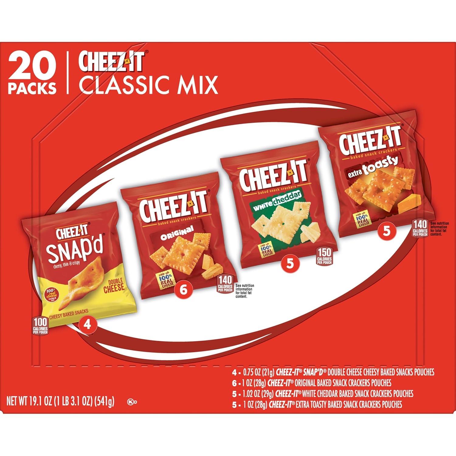 image:imageCheezIt Cheese Crackers Baked Snack Crackers Lunch Snacks Grab n Go Variety Pack 191oz Box 20 Packs