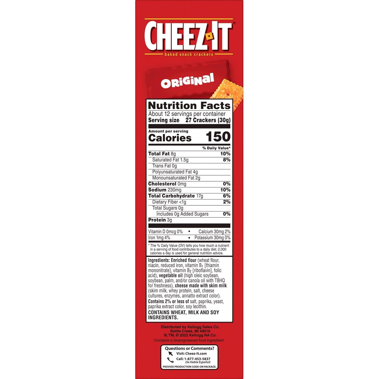 image:imageCheezIt Cheese Crackers Baked Snack Crackers Lunch Snacks Original 124oz Box 1 Box124 Ounce Pack of 2