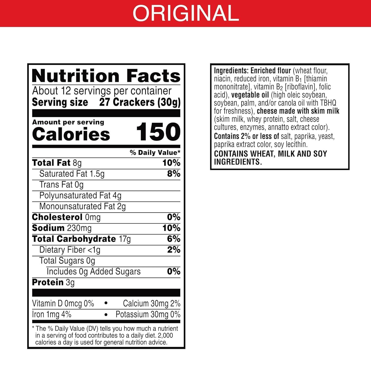 image:imageCheezIt Cheese Crackers Baked Snack Crackers Lunch Snacks Original 124oz Box 1 Box124 Ounce Pack of 2