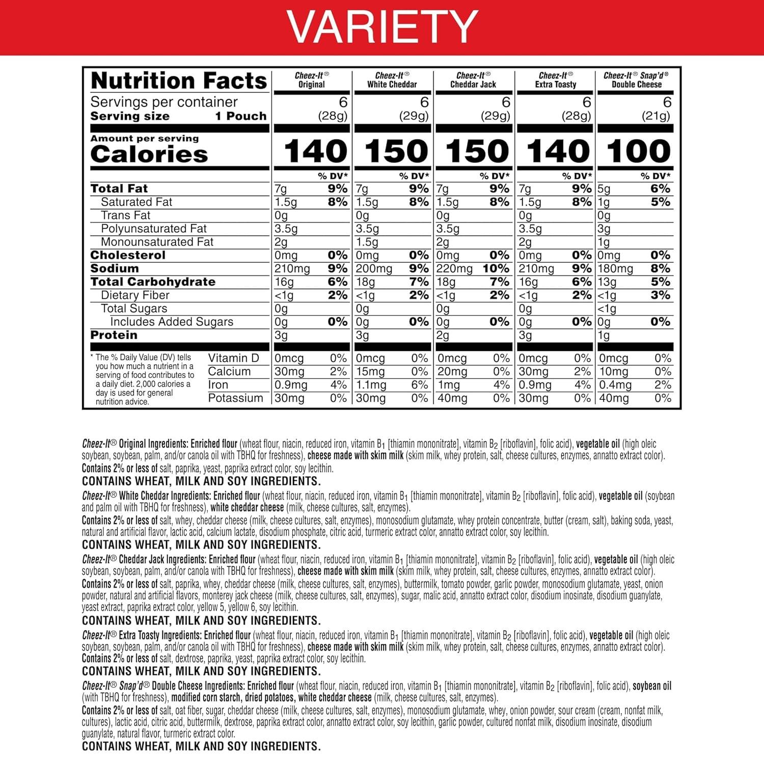 image:imageCheezIt Cheese Crackers Baked Snack Crackers Lunch Snacks Variety Pack 121oz Box 12 PacksVariety Pack