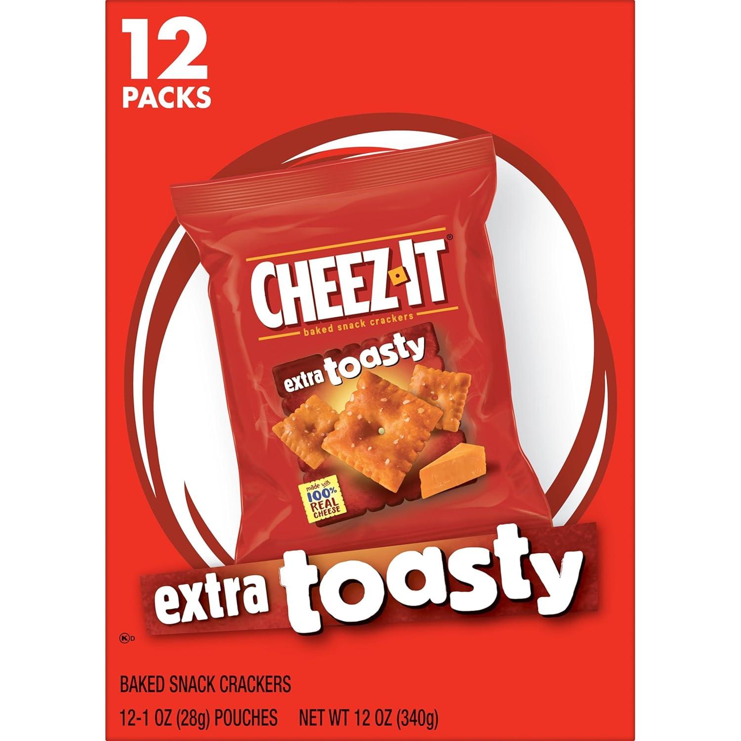 image:imageCheezIt Cheese Crackers Baked Snack Crackers Office and Kids Snacks Extra Toasty 12oz Box 12 Packs