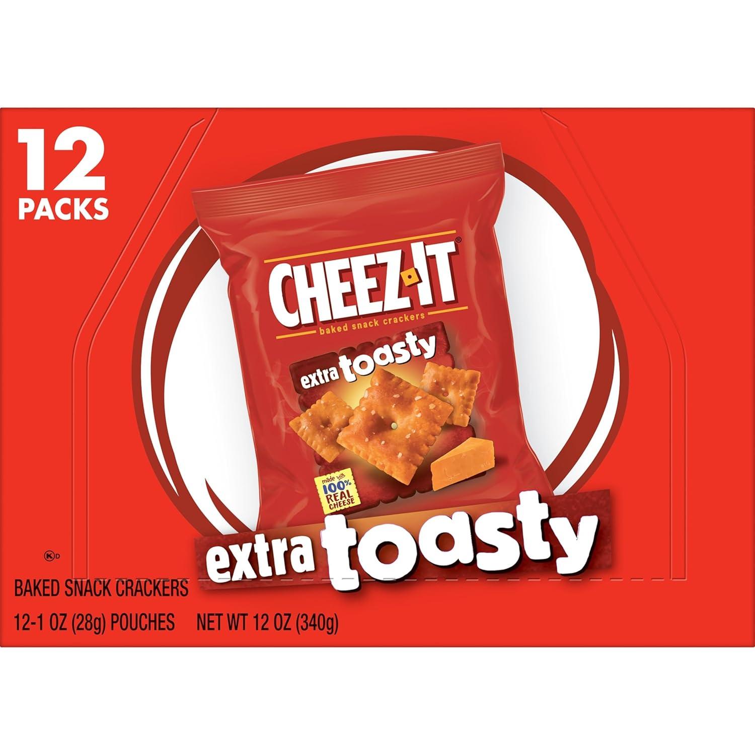 image:imageCheezIt Cheese Crackers Baked Snack Crackers Office and Kids Snacks Extra Toasty 12oz Box 12 Packs