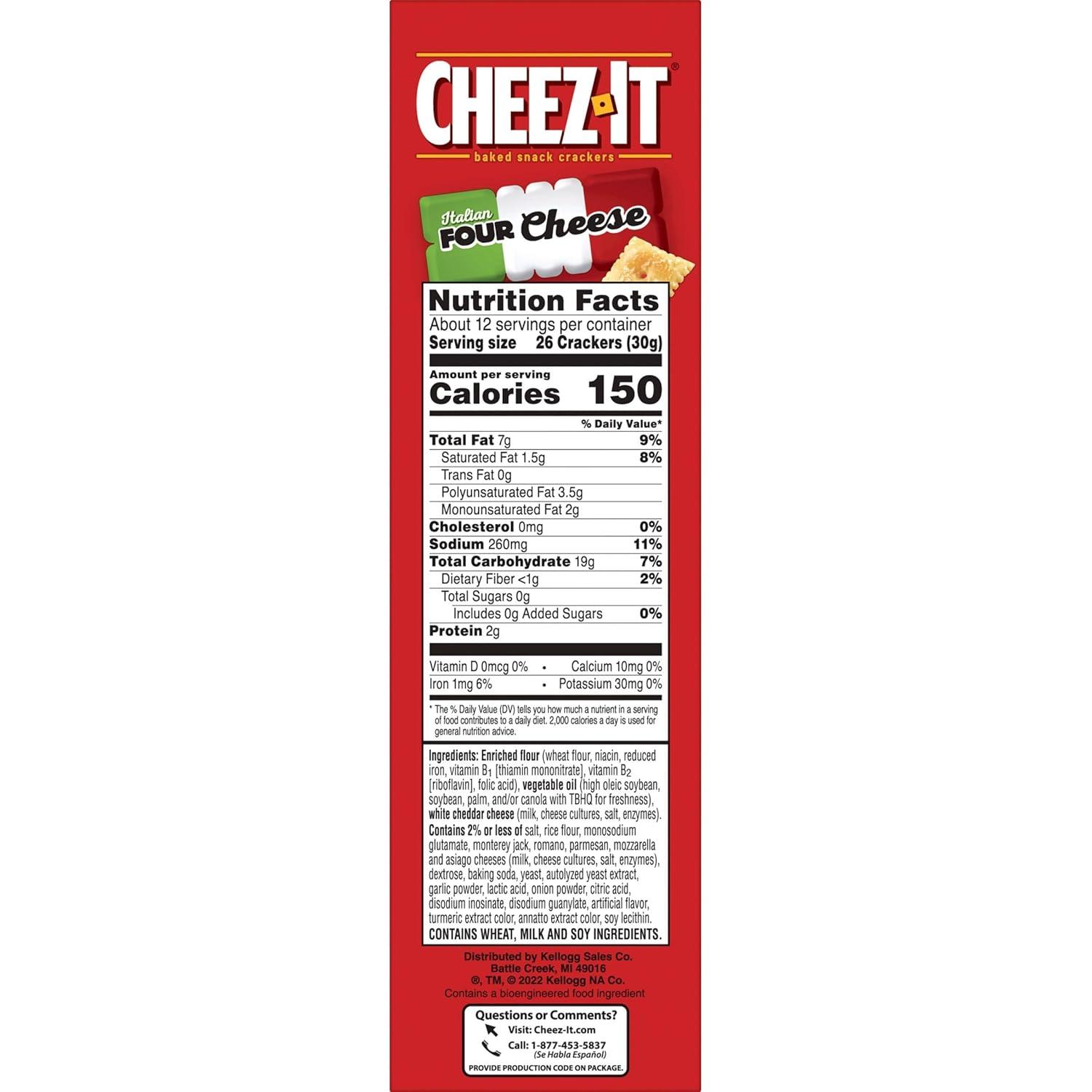 image:imageCheezIt Cheese Crackers Baked Snack Crackers Office and Kids Snacks Italian Four Cheese 124oz Box 1 BoxItalian Four Cheese