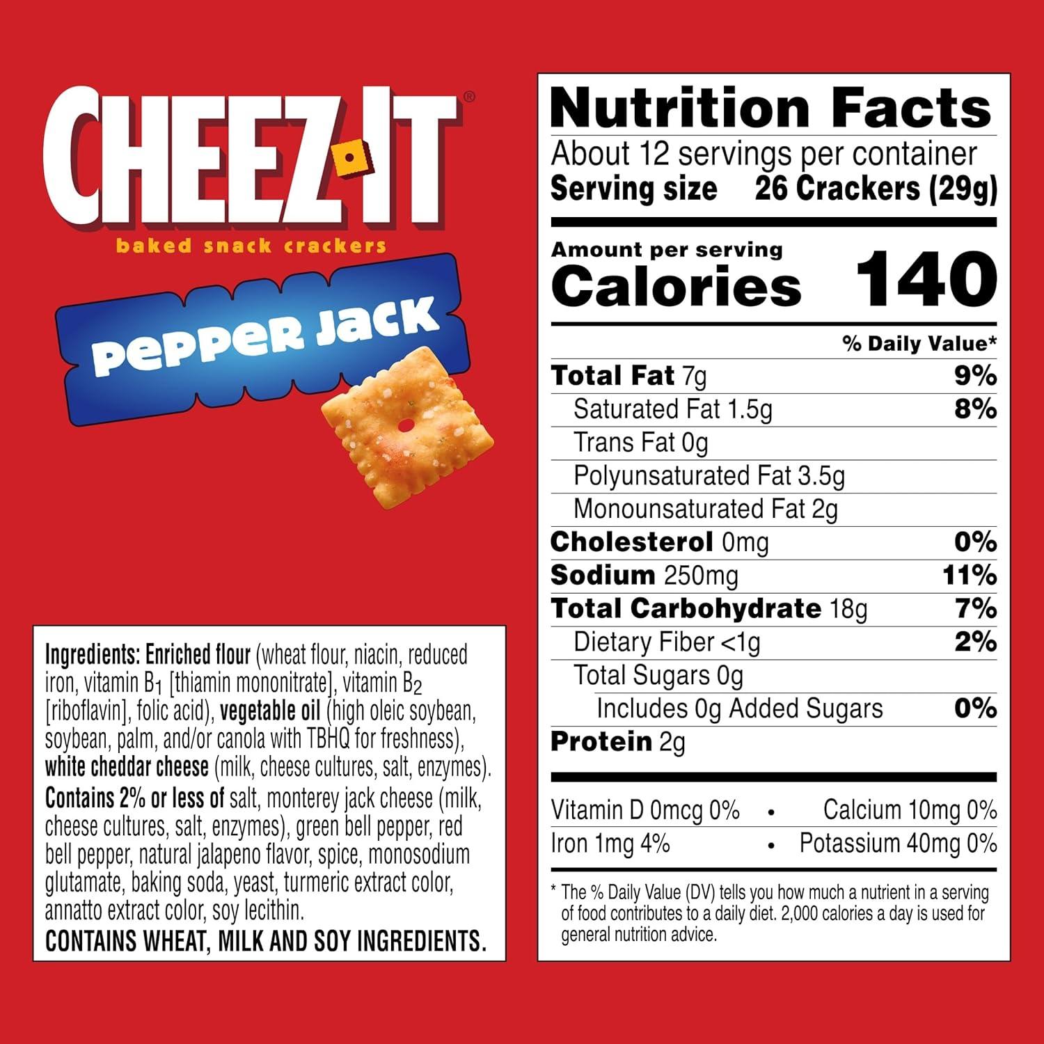 image:imageCheezIt Cheese Crackers Baked Snack Crackers Office and Kids Snacks Pepper Jack 124oz Box 1 Box