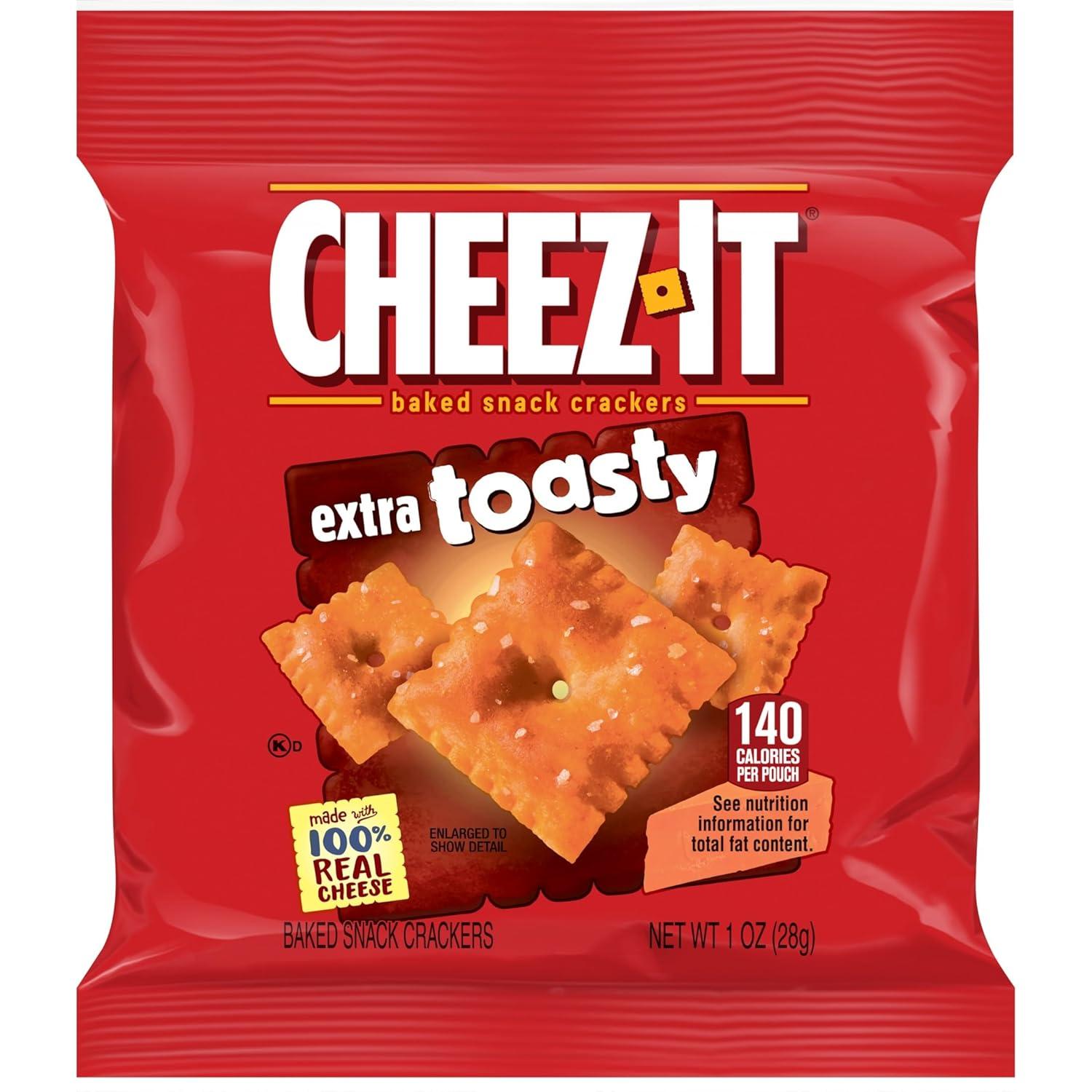 image:imageCheezIt Cheese Crackers Baked Snack Crackers Single Serve Extra Toasty 40 Pouches40 Ounce Pack of 1