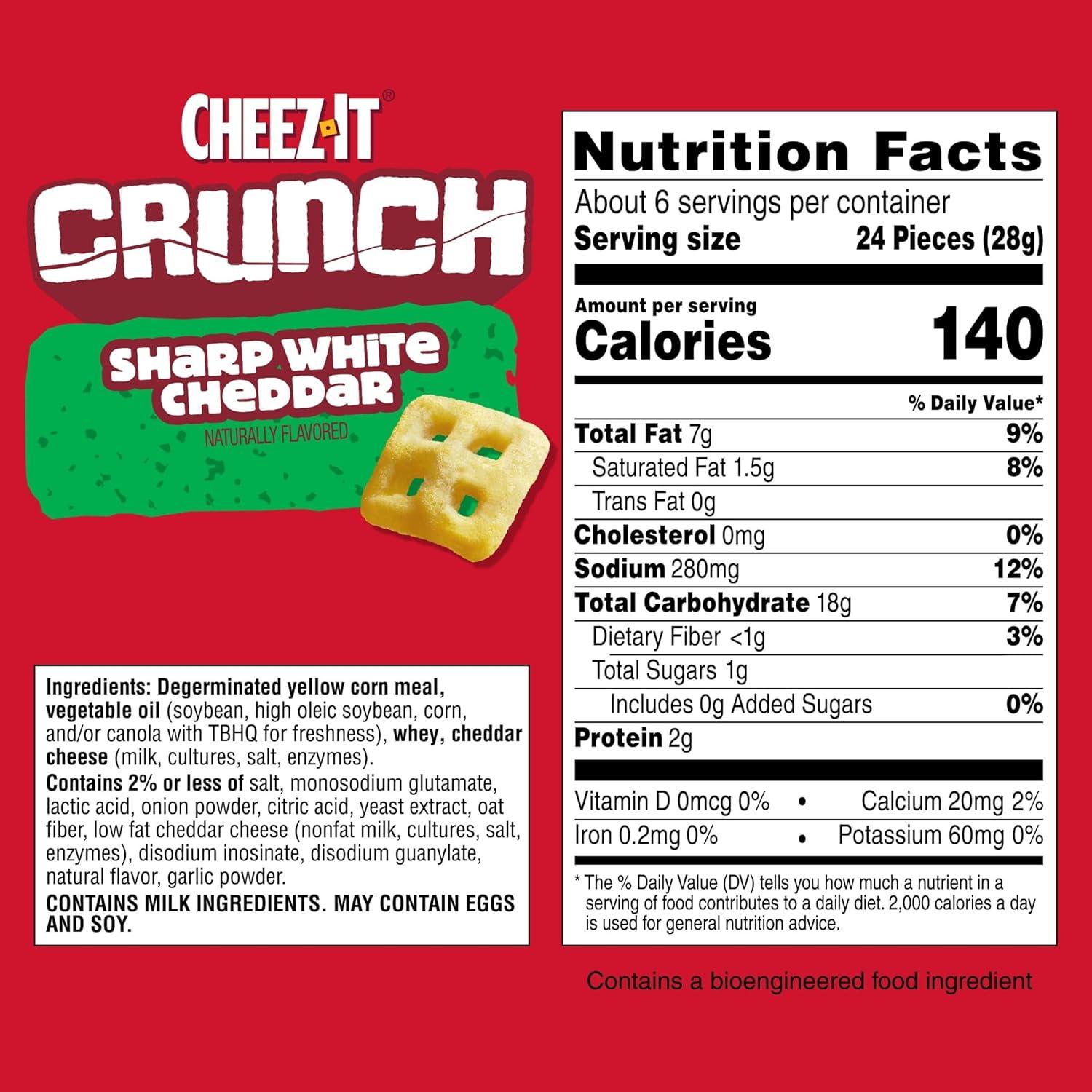 image:imageCheezIt Crunch Cheesy Baked Snacks Lunch Snacks Variety Pack 3 BagsSharp White Cheddar