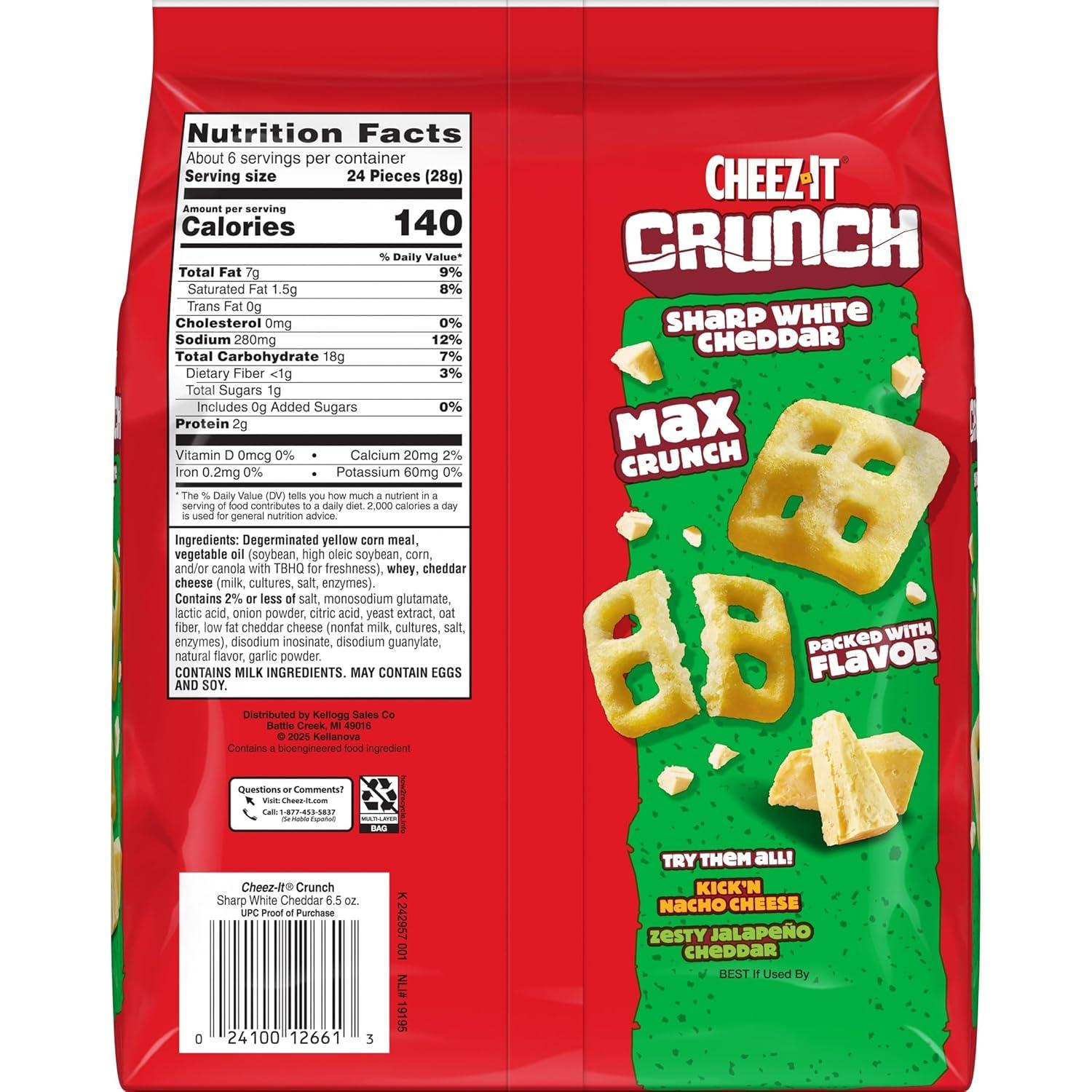 image:imageCheezIt Crunch Cheesy Baked Snacks Lunch Snacks Variety Pack 3 BagsSharp White Cheddar