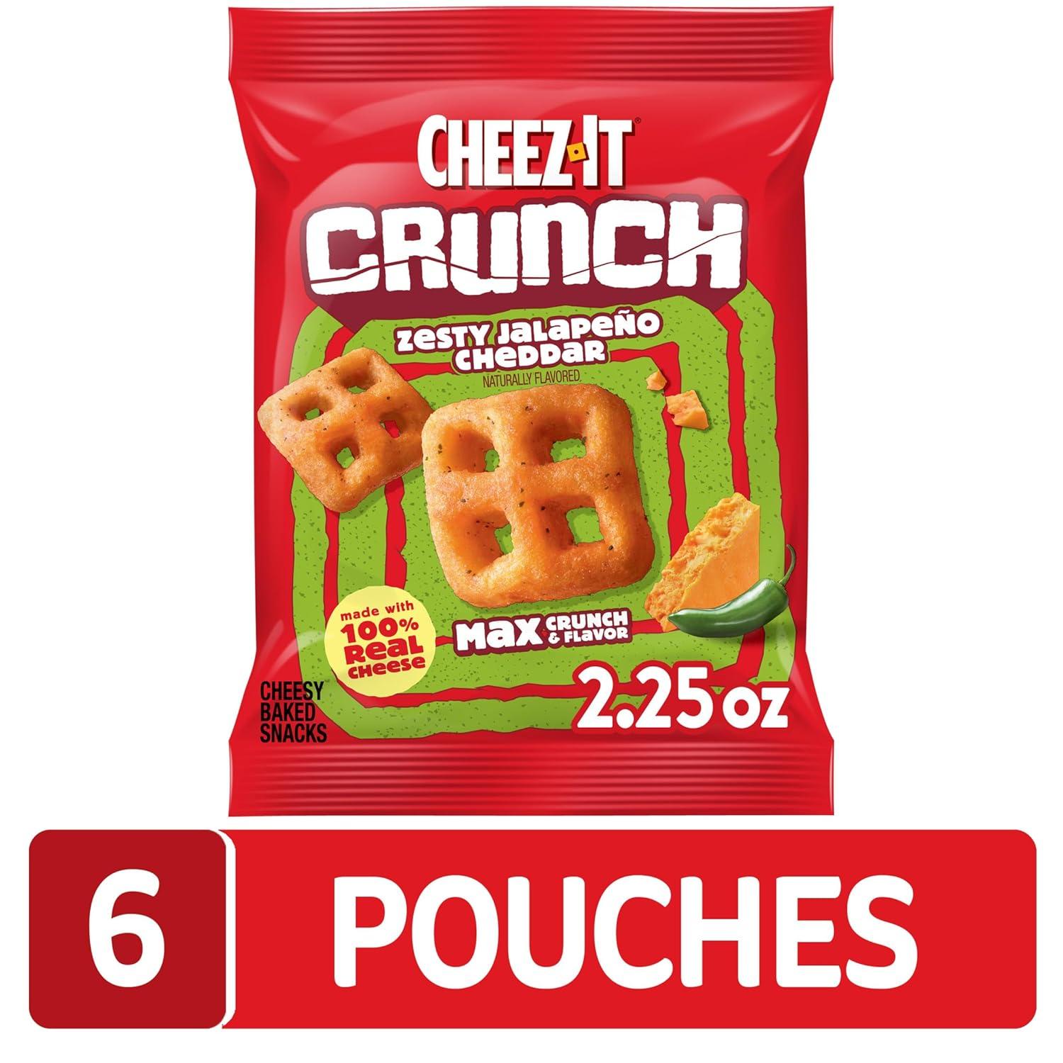 image:imageCheezIt Crunch Cheesy Baked Snacks Lunch Snacks Zesty Jalapeno Cheddar 6 Pouches225 Ounce Pack of 6