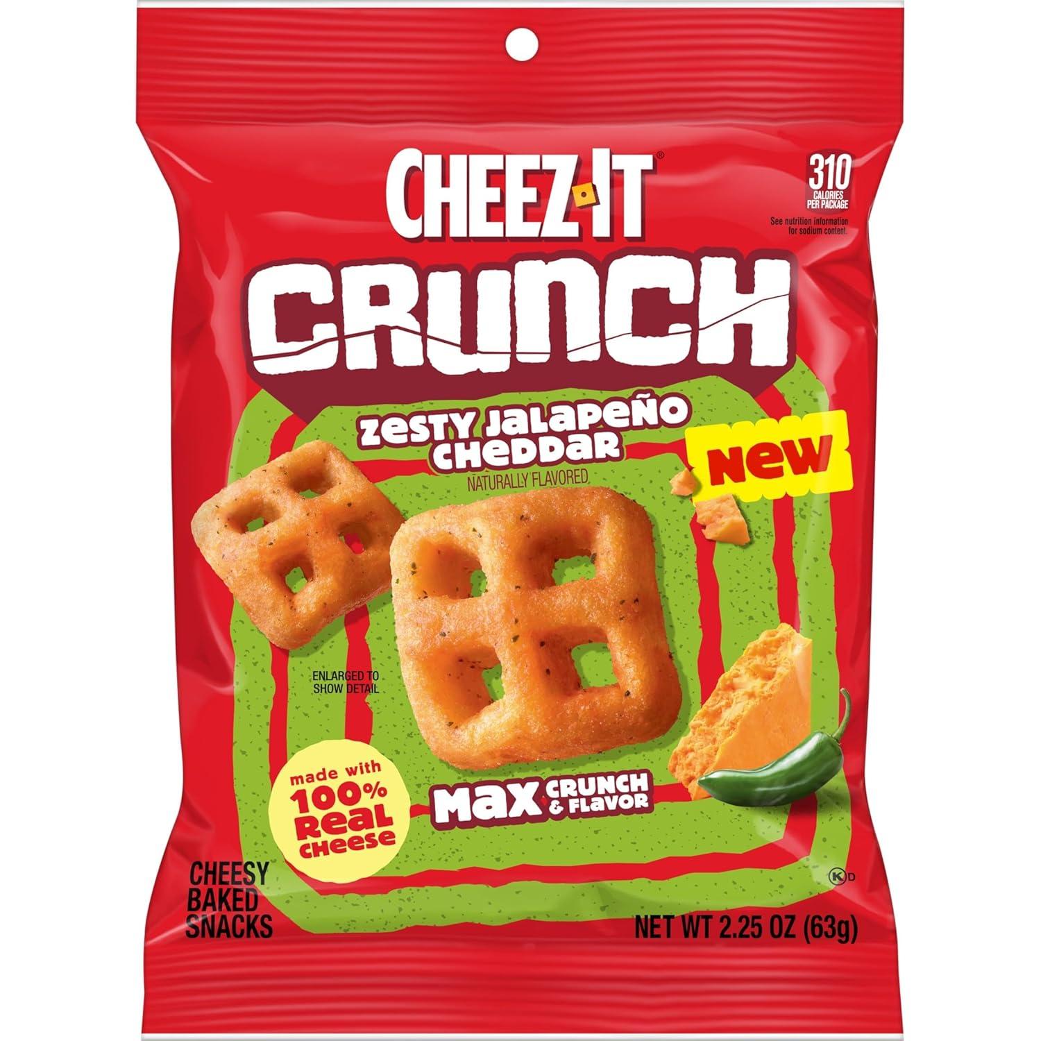 image:imageCheezIt Crunch Cheesy Baked Snacks Lunch Snacks Zesty Jalapeno Cheddar 6 Pouches225 Ounce Pack of 6
