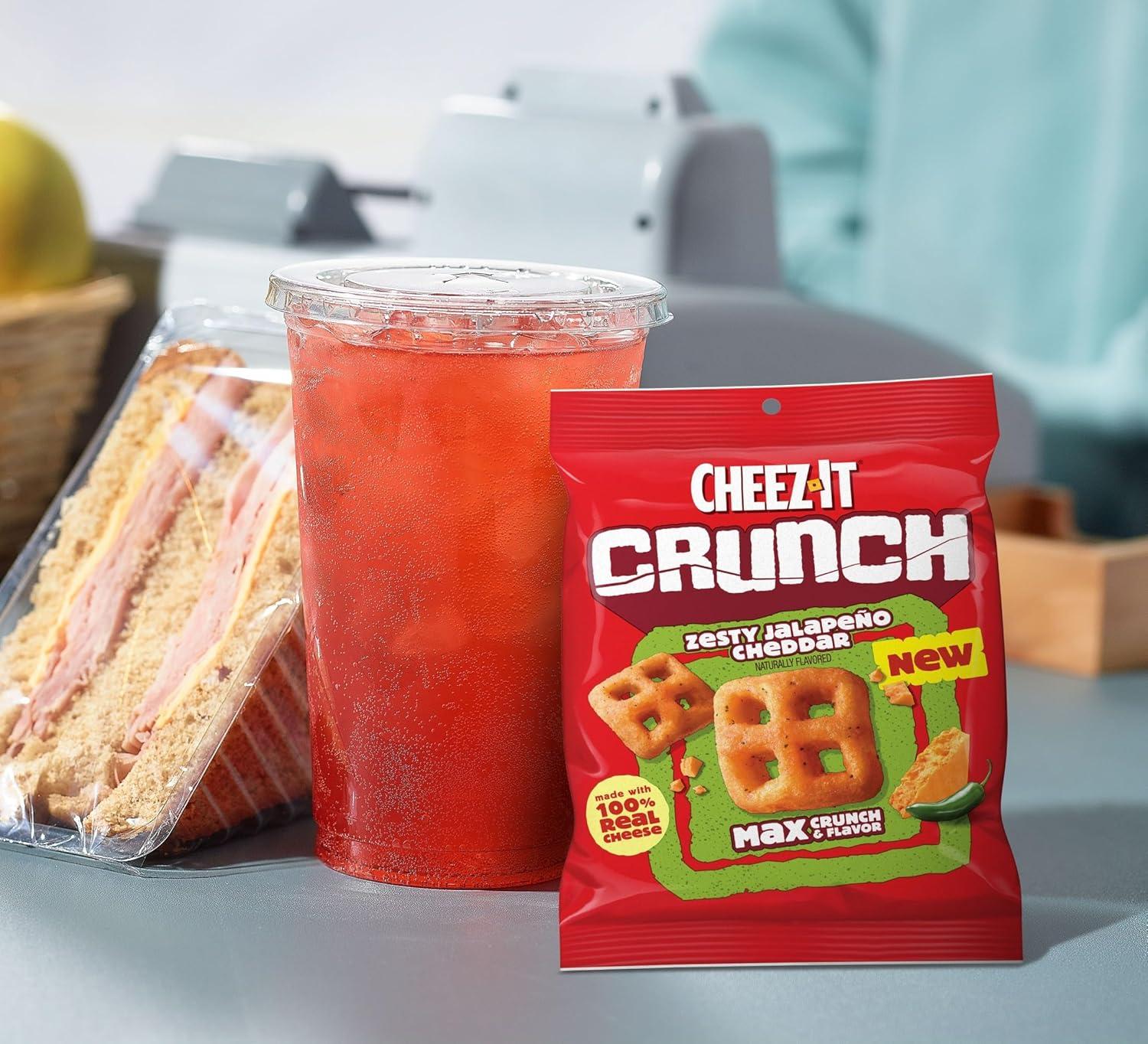 image:imageCheezIt Crunch Cheesy Baked Snacks Lunch Snacks Zesty Jalapeno Cheddar 6 Pouches225 Ounce Pack of 6
