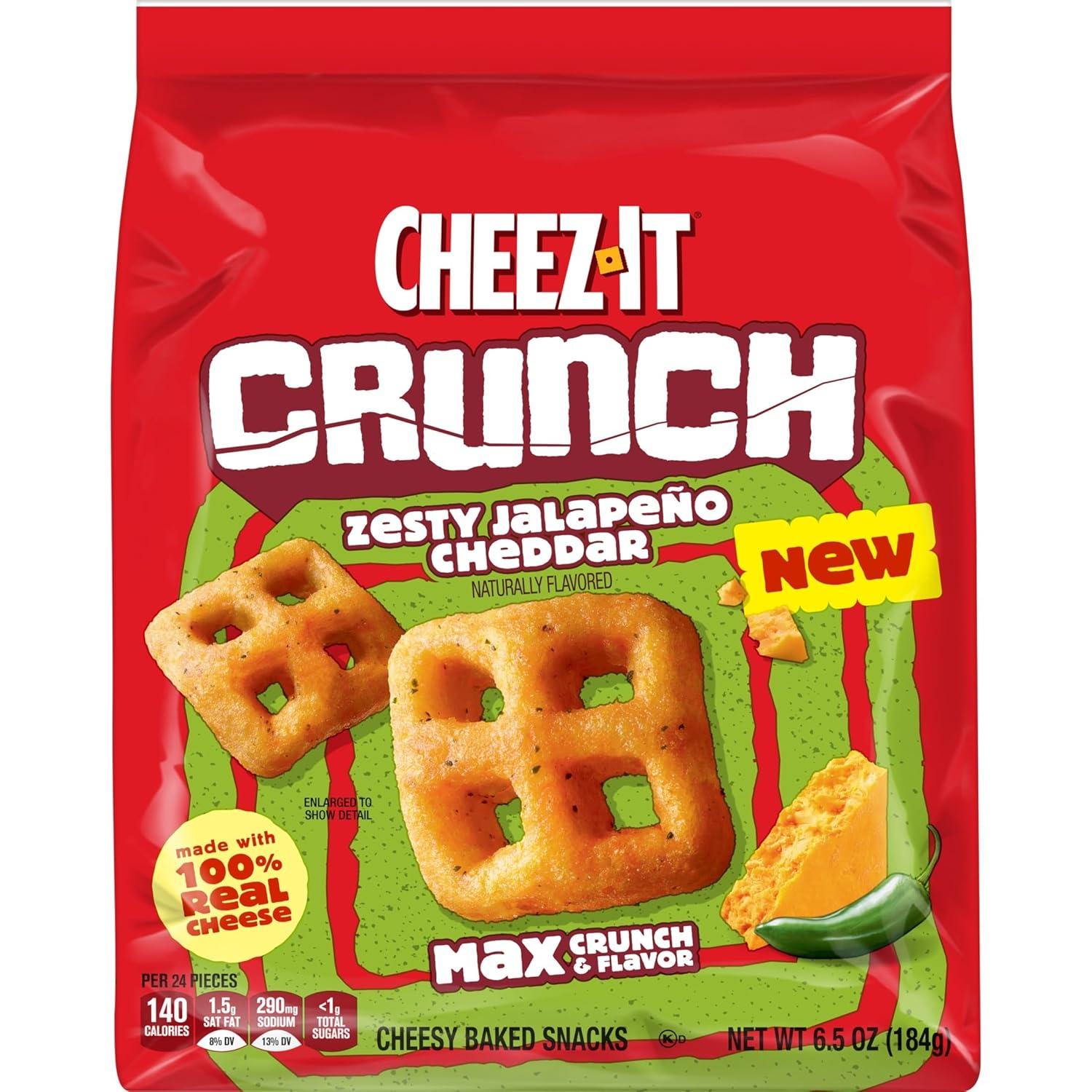 image:imageCheezIt Crunch Cheesy Baked Snacks Lunch Snacks Zesty Jalapeno Cheddar 6 Pouches65 Ounce Pack of 6
