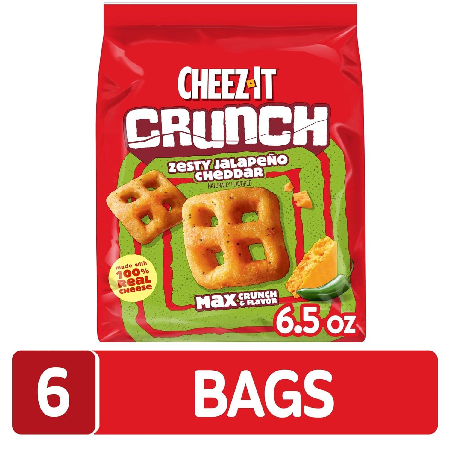 image:imageCheezIt Crunch Cheesy Baked Snacks Lunch Snacks Zesty Jalapeno Cheddar 6 Pouches65 Ounce Pack of 6