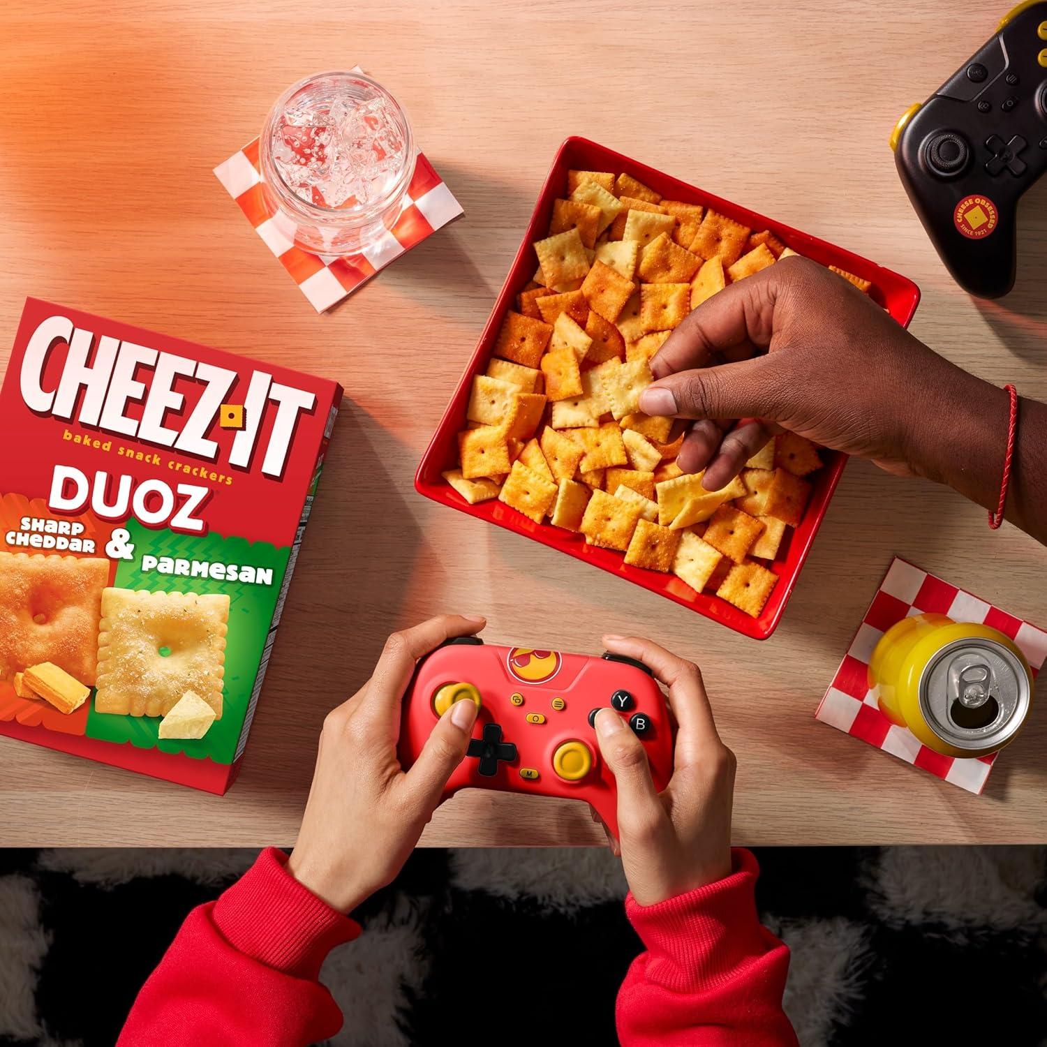 image:imageCheezIt DUOZ Baked Snack Crackers Lunch Snacks Bacon and Cheddar 124oz Box 1 BoxSharp Cheddar Parmesan