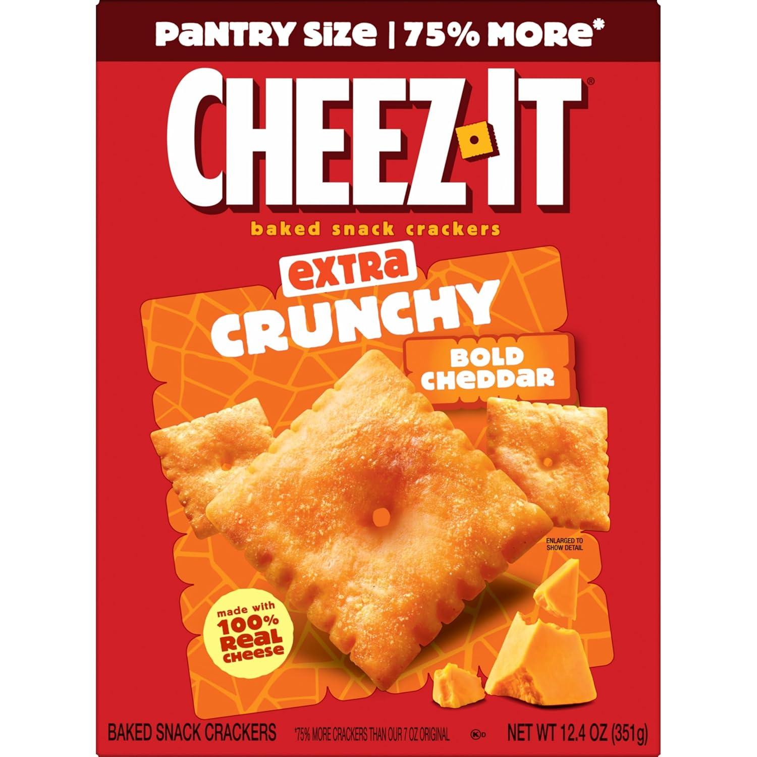 image:imageCheezIt Extra Crunchy Cheese Crackers Baked Snack Crackers Lunch Snacks Bold Cheddar 124oz Box 1 Box