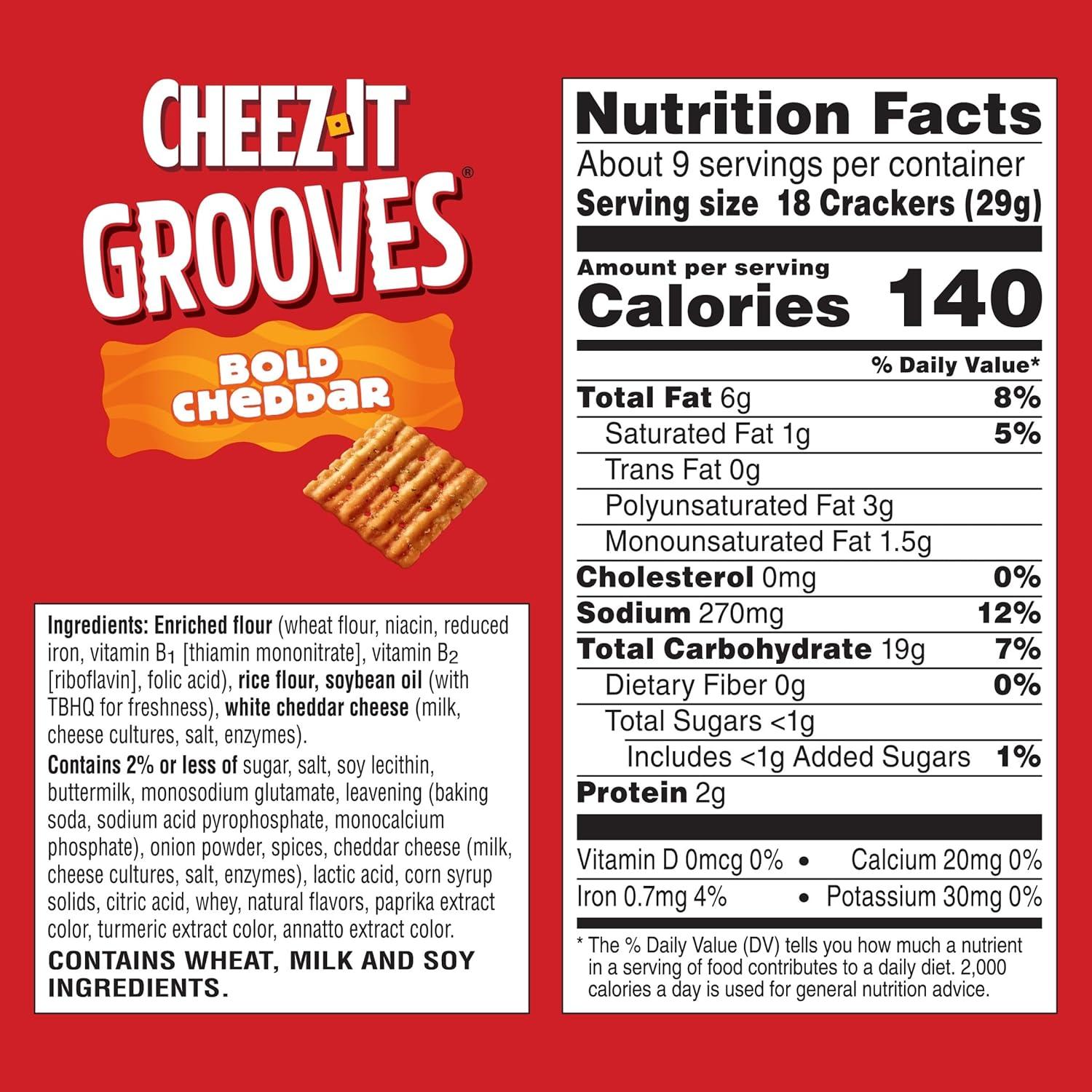 image:imageCheezIt Grooves Cheese Crackers Crunchy Snack Crackers Lunch Snacks Bold Cheddar 9oz Box 1 Box
