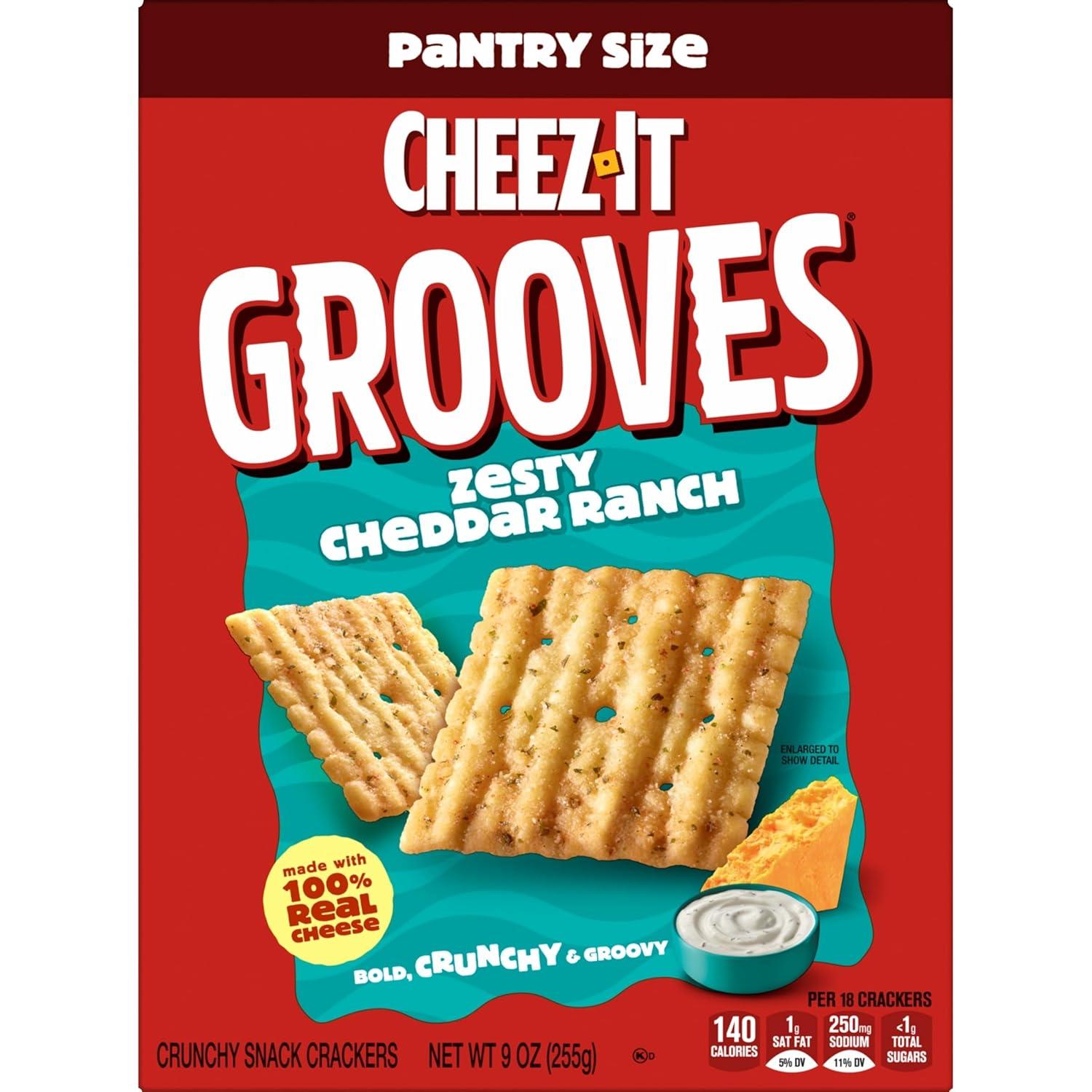 image:imageCheezIt Grooves Cheese Crackers Crunchy Snack Crackers Lunch Snacks Zesty Cheddar Ranch 9oz Box 1 BoxZesty Cheddar Ranch
