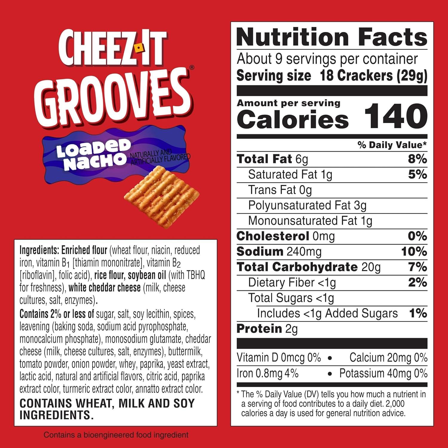 image:imageCheezIt Grooves Crunchy Cheese Crackers Snack Crackers Lunch Snacks Family Size Sharp White Cheddar 17oz Box 1 BoxLoaded Nacho