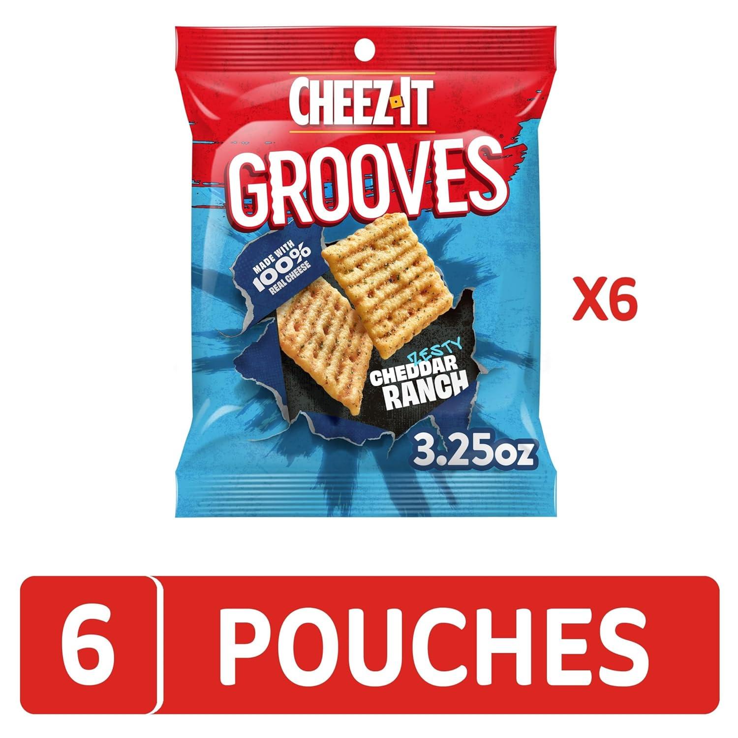 image:imageCheezIt Grooves Crunchy Cheese Crackers Snack Crackers Lunch Snacks Family Size Sharp White Cheddar 17oz Box 1 BoxZesty Cheddar Ranch