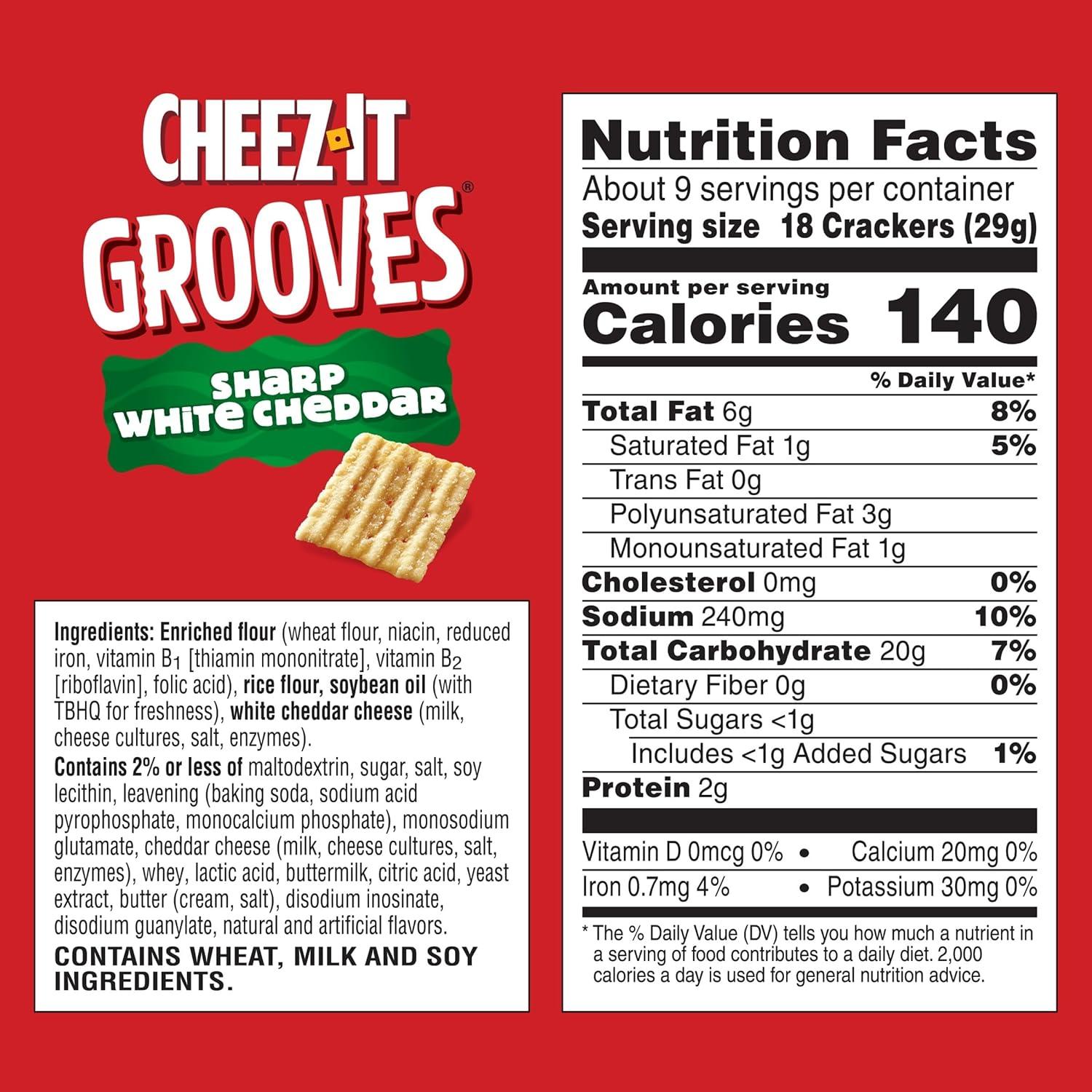 image:imageCheezIt Grooves Crunchy Cheese Crackers Snack Crackers Lunch Snacks Sharp White Cheddar 9oz Box 1 Box