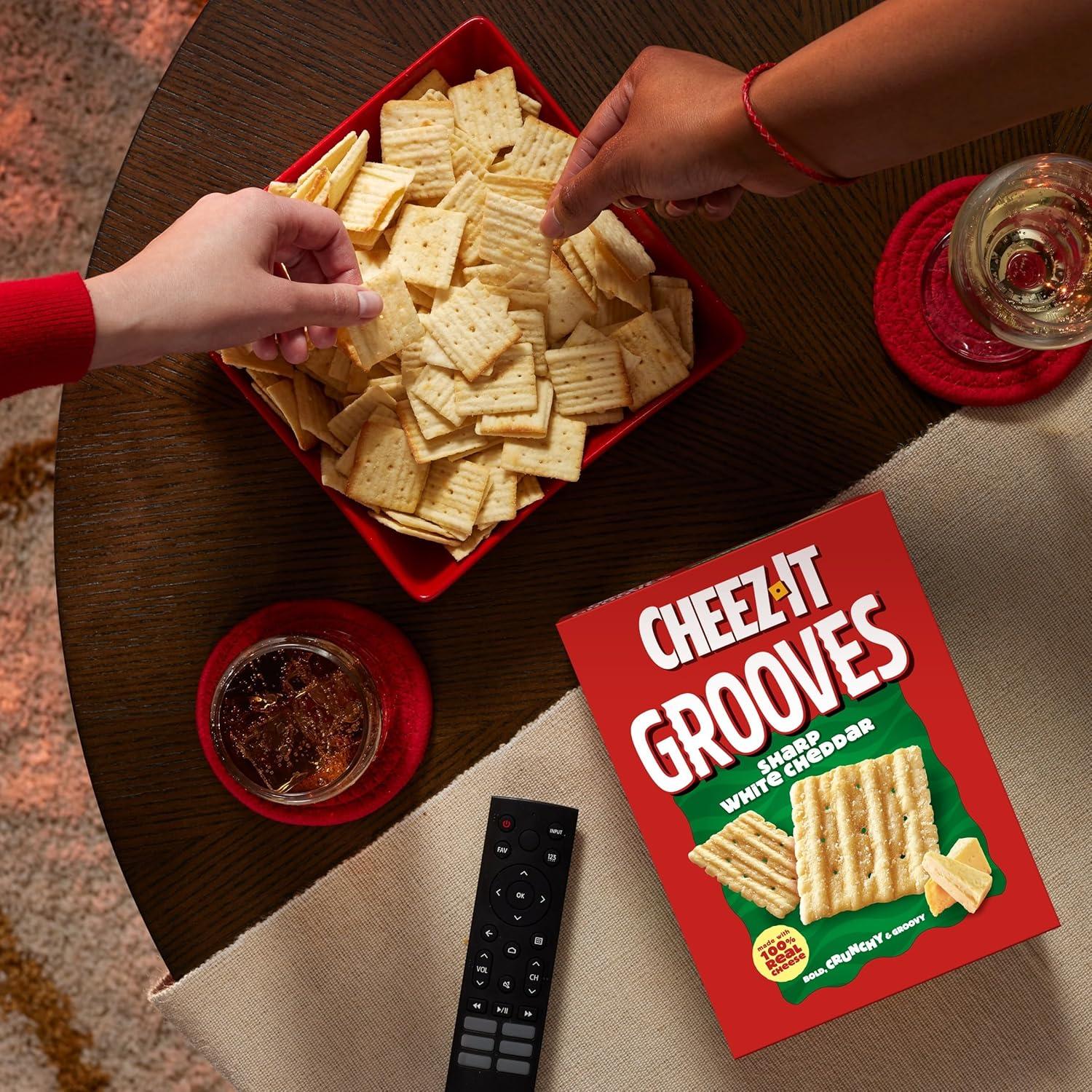 image:imageCheezIt Grooves Crunchy Cheese Crackers Snack Crackers Lunch Snacks Sharp White Cheddar 9oz Box 1 Box