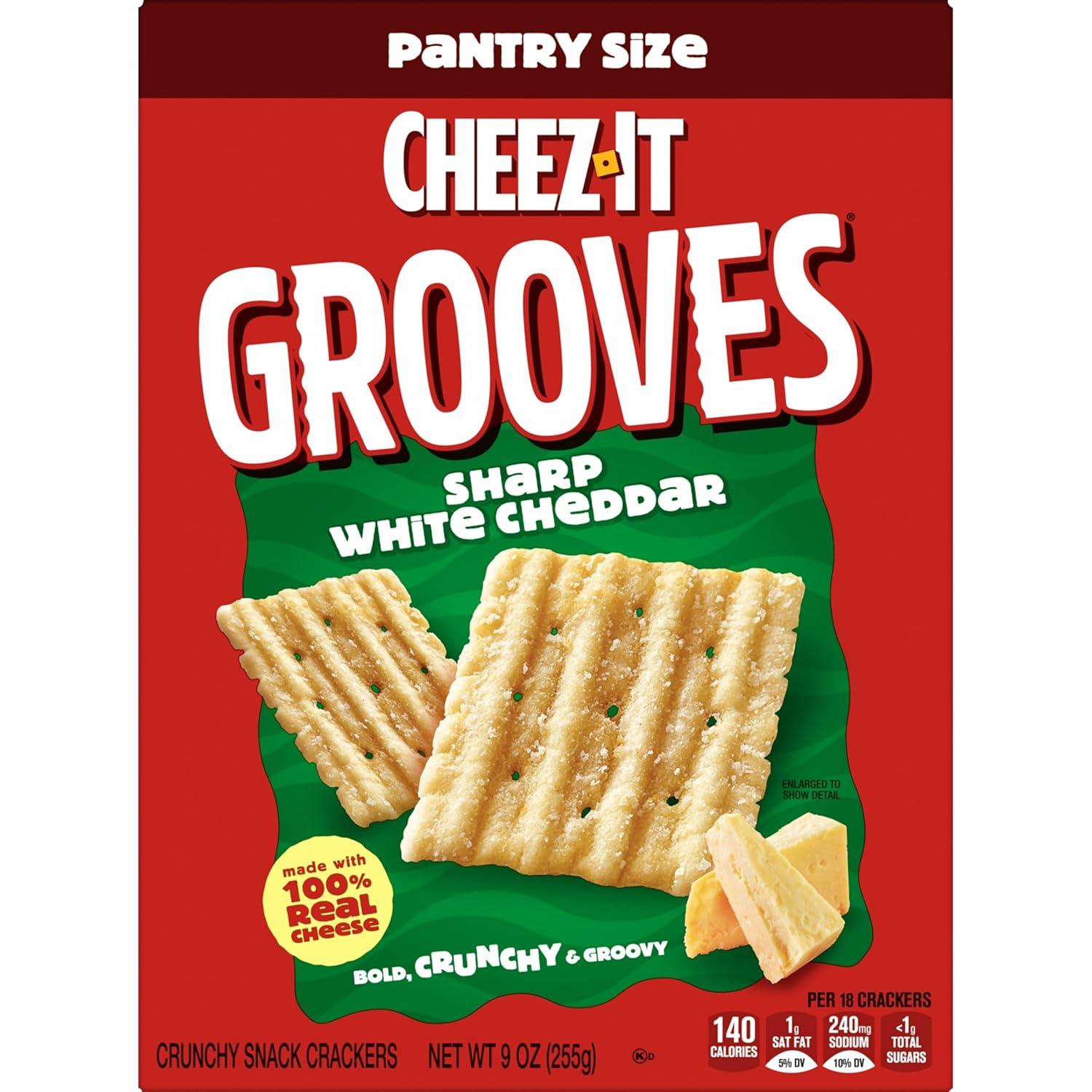 image:imageCheezIt Grooves Crunchy Cheese Crackers Snack Crackers Lunch Snacks Sharp White Cheddar 9oz Box 1 Box