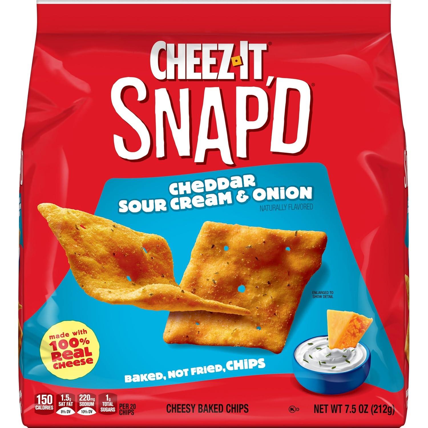 image:imageCheezIt Snapd Cheese Cracker Chips Thin Crisps Lunch Snacks Cheddar Sour Cream and Onion 75oz Bag 1 Bag