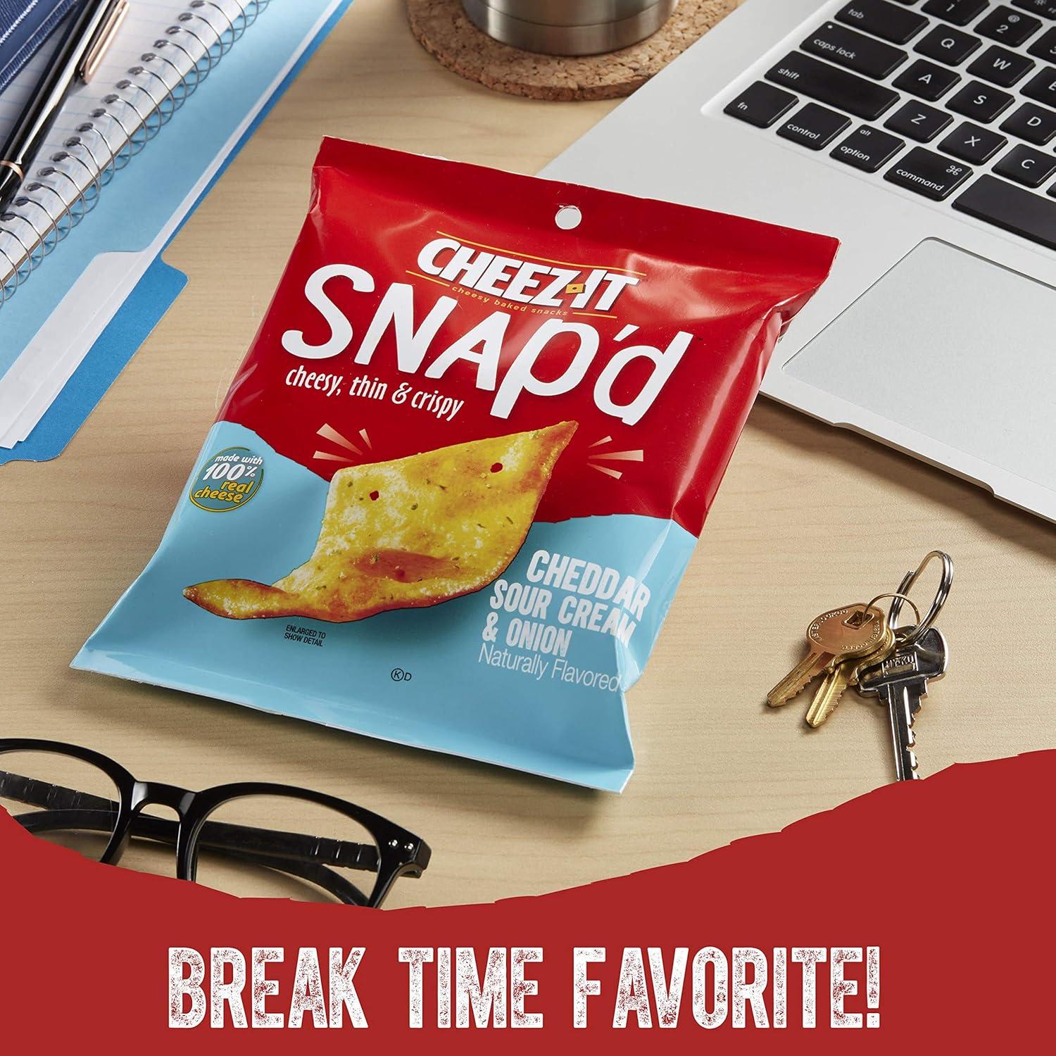 image:imageCheezIt Snapd Cheese Cracker Chips Thin Crisps Lunch Snacks Family Size Double Cheese 12oz Bag 1 BagCheddar Sour Cream and Onion