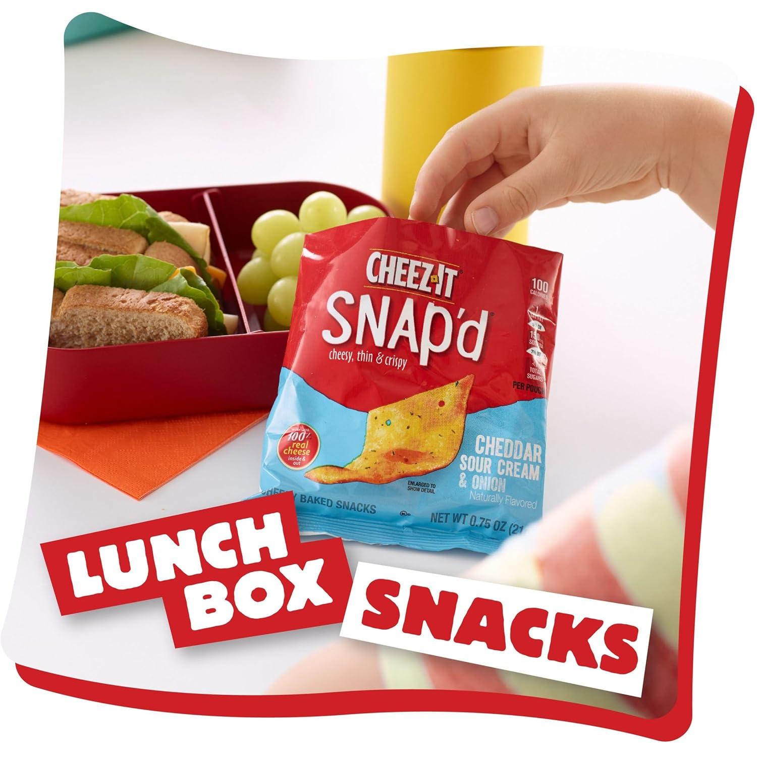 image:imageCheezIt Snapd Cheese Cracker Chips Thin Crisps Lunch Snacks Family Size Double Cheese 12oz Bag 1 BagCheddar Sour Cream and Onion