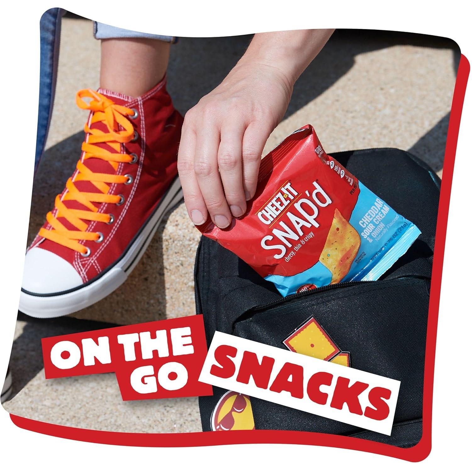 image:imageCheezIt Snapd Cheese Cracker Chips Thin Crisps Lunch Snacks Family Size Double Cheese 12oz Bag 1 BagCheddar Sour Cream and Onion
