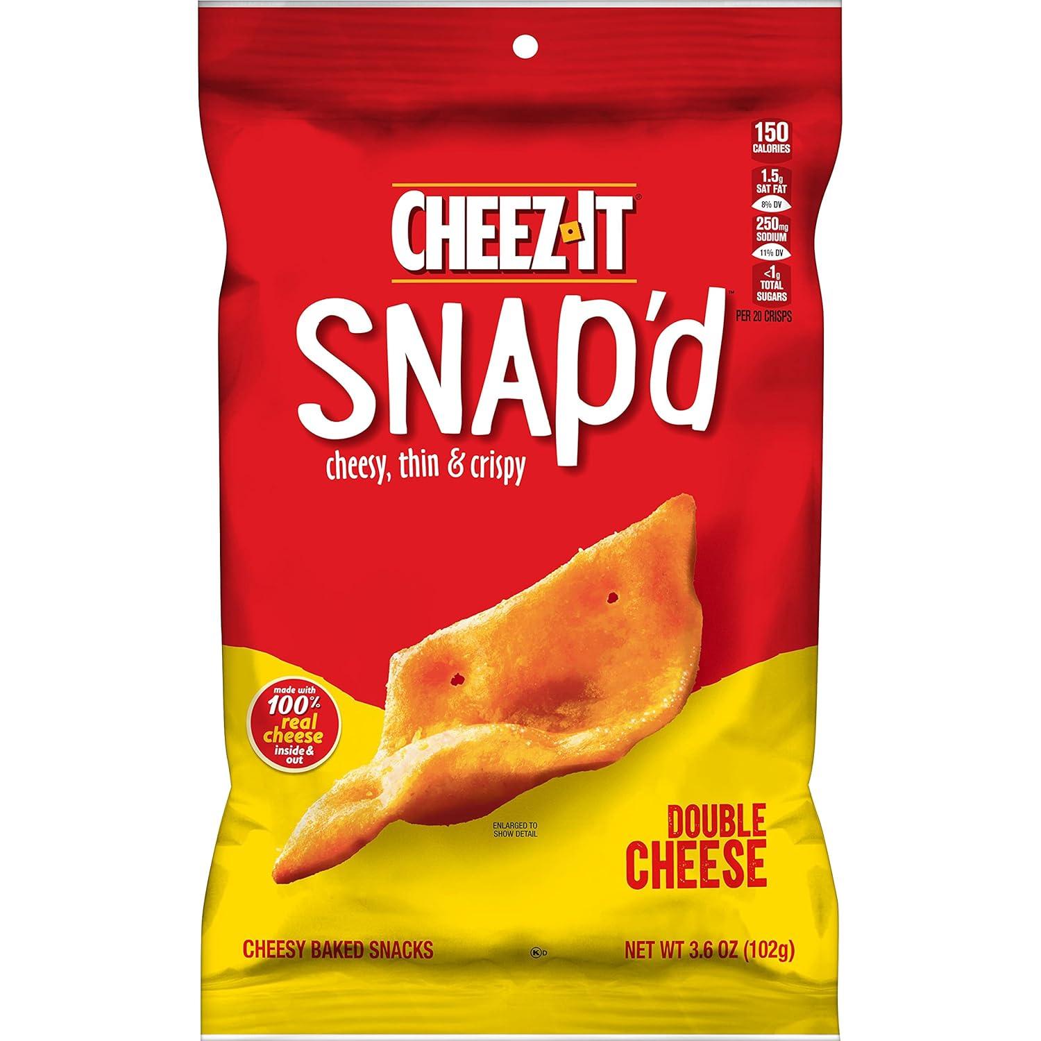 image:imageCheezIt Snapd Cheese Cracker Chips Thin Crisps Lunch Snacks Family Size Double Cheese 12oz Bag 1 BagDouble Cheese