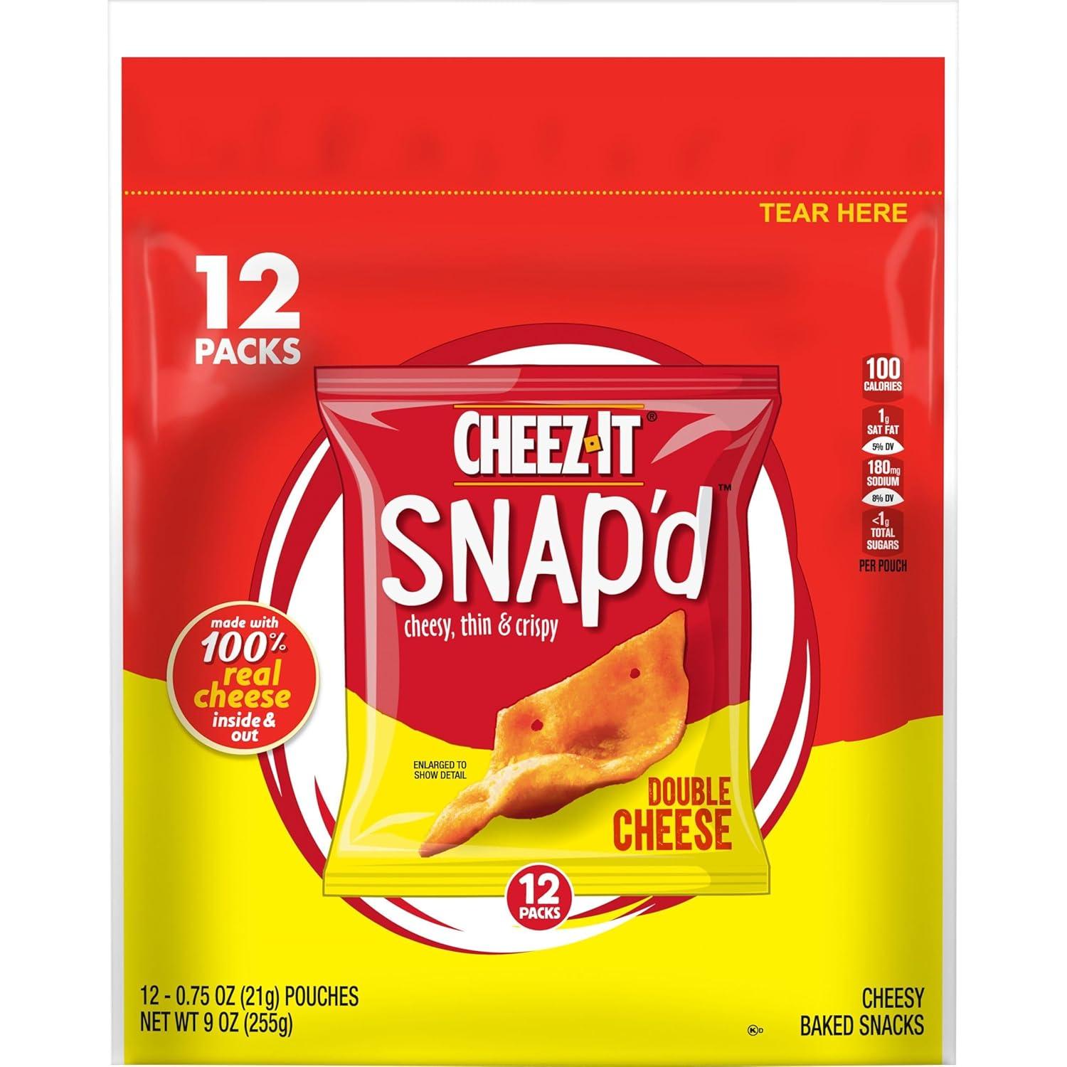 image:imageCheezIt Snapd Cheese Cracker Chips Thin Crisps Lunch Snacks Family Size Double Cheese 12oz Bag 1 BagDouble Cheese