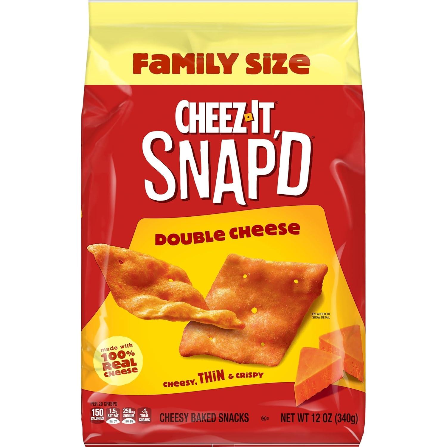 image:imageCheezIt Snapd Cheese Cracker Chips Thin Crisps Lunch Snacks Family Size Double Cheese 12oz Bag 1 BagDouble Cheese