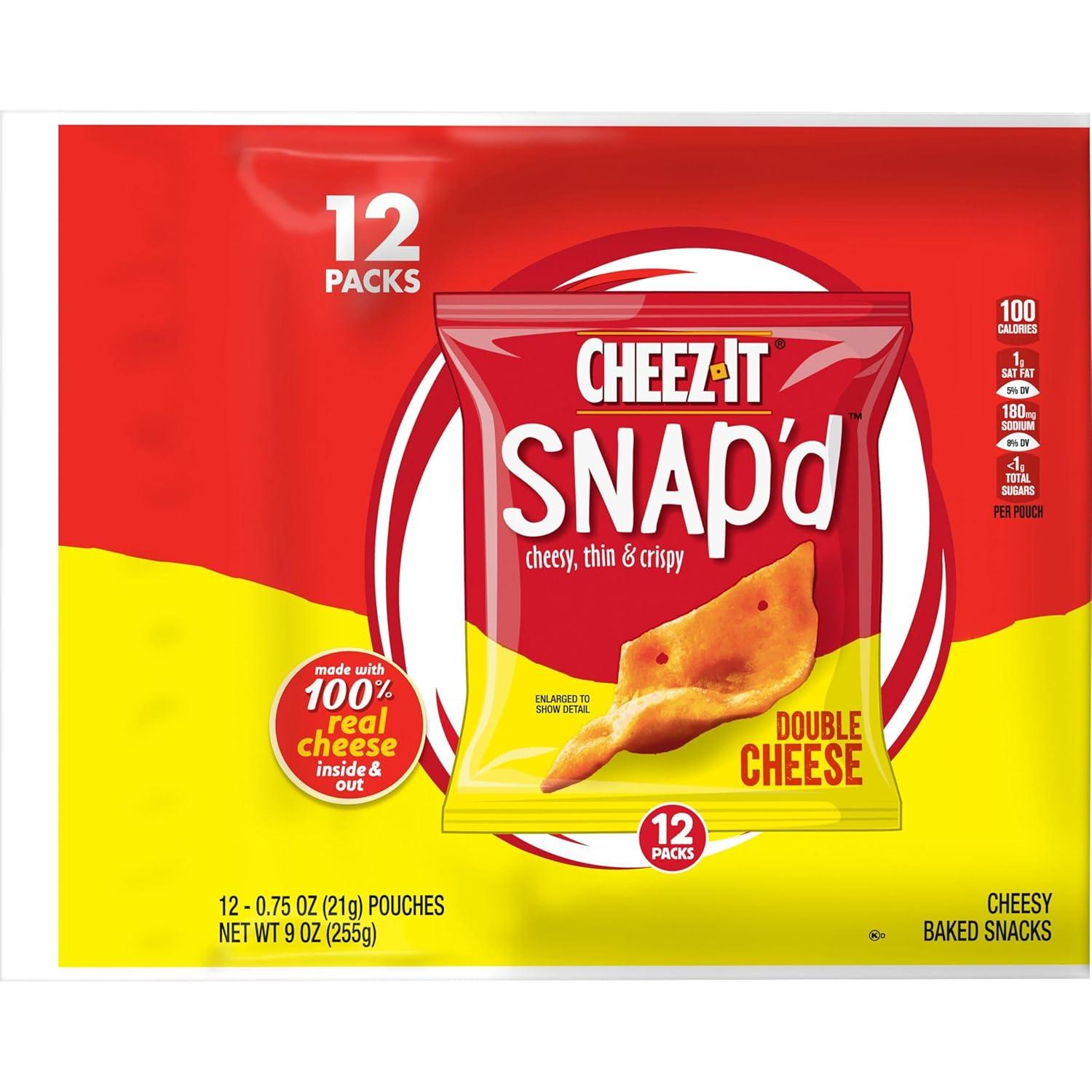 image:imageCheezIt Snapd Cheese Cracker Chips Thin Crisps Lunch Snacks Family Size Double Cheese 12oz Bag 1 BagDouble Cheese