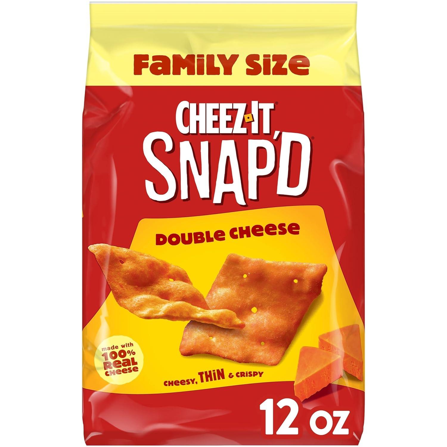 image:imageCheezIt Snapd Cheese Cracker Chips Thin Crisps Lunch Snacks Family Size Double Cheese 12oz Bag 1 BagDouble Cheese