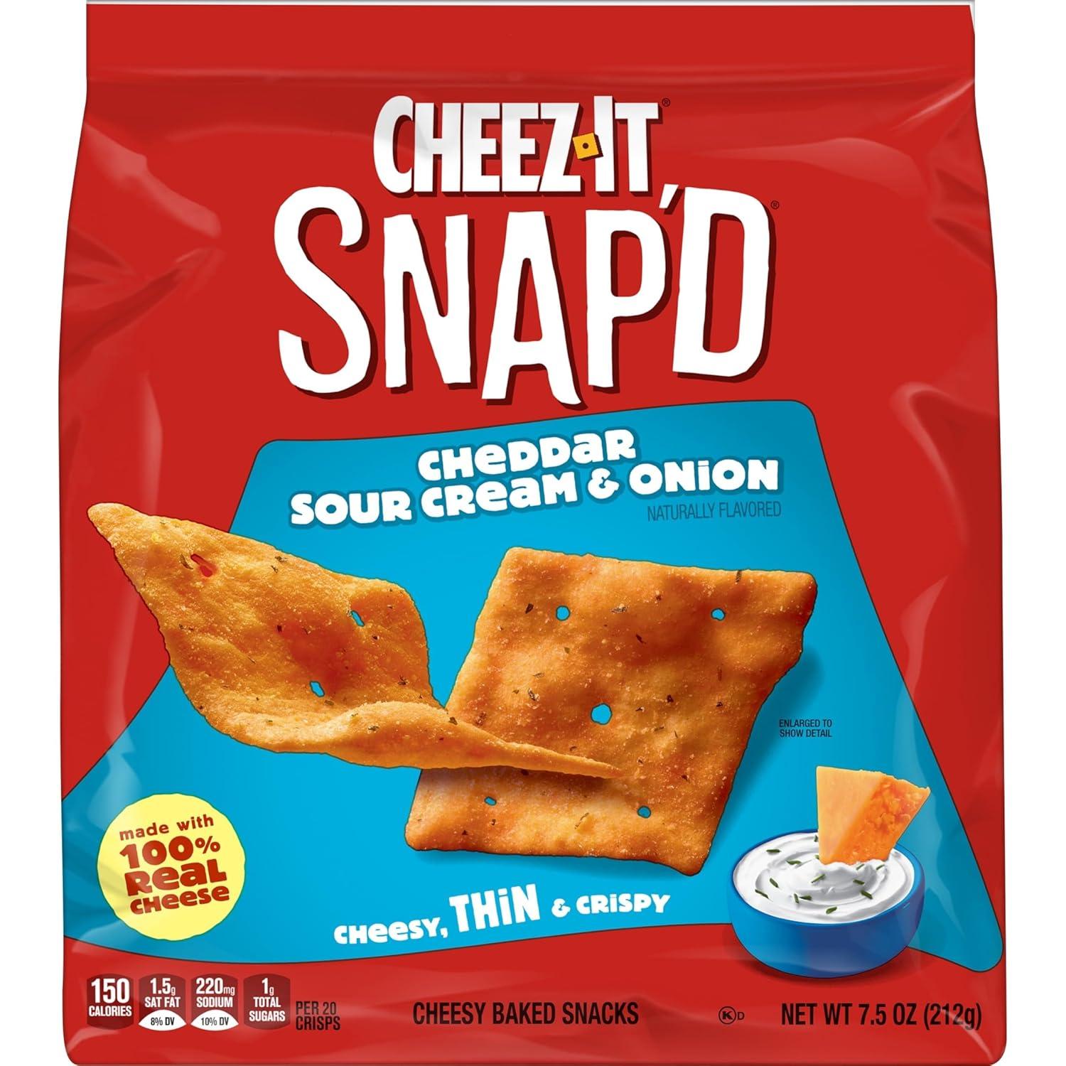 image:imageCheezIt Snapd Cheesy Baked Chips Thin Crisps Lunch Snacks Honey BBQ 6 BagsCheddar Sour Cream Onion