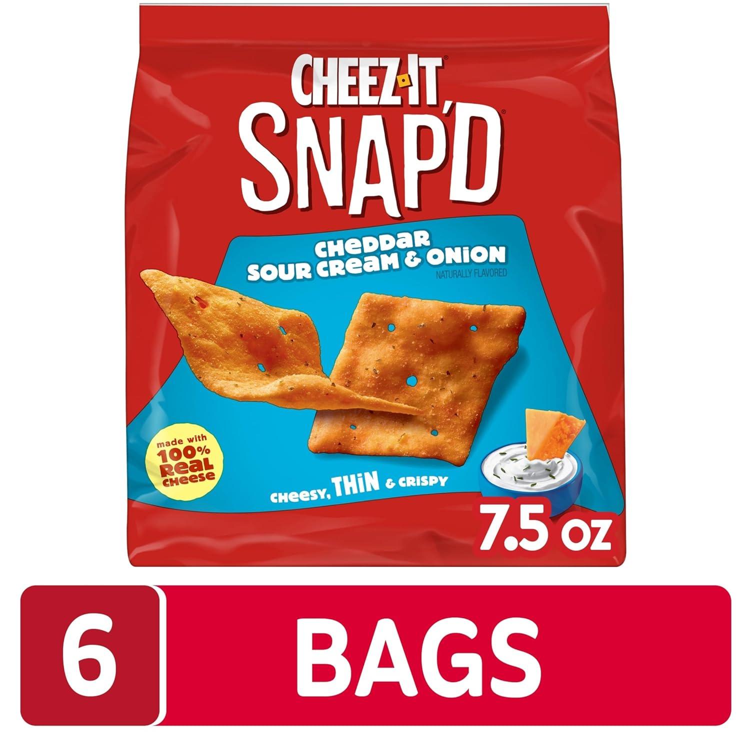 image:imageCheezIt Snapd Cheesy Baked Chips Thin Crisps Lunch Snacks Honey BBQ 6 BagsCheddar Sour Cream Onion