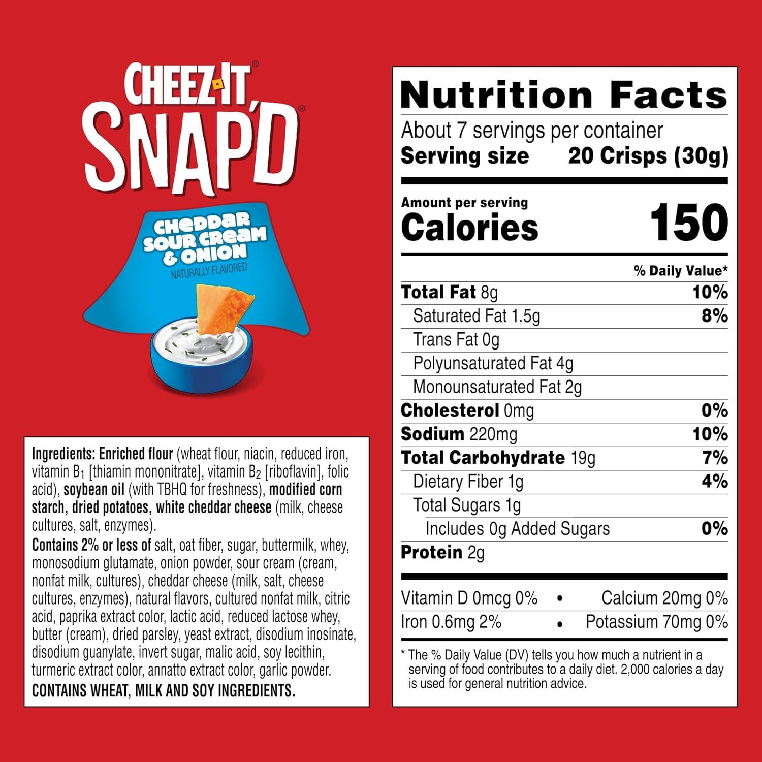 image:imageCheezIt Snapd Cheesy Baked Chips Thin Crisps Lunch Snacks Honey BBQ 6 BagsCheddar Sour Cream Onion