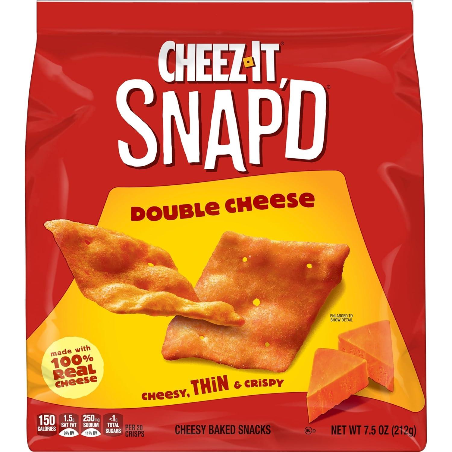 image:imageCheezIt Snapd Cheesy Baked Chips Thin Crisps Lunch Snacks Honey BBQ 6 BagsDouble Cheese