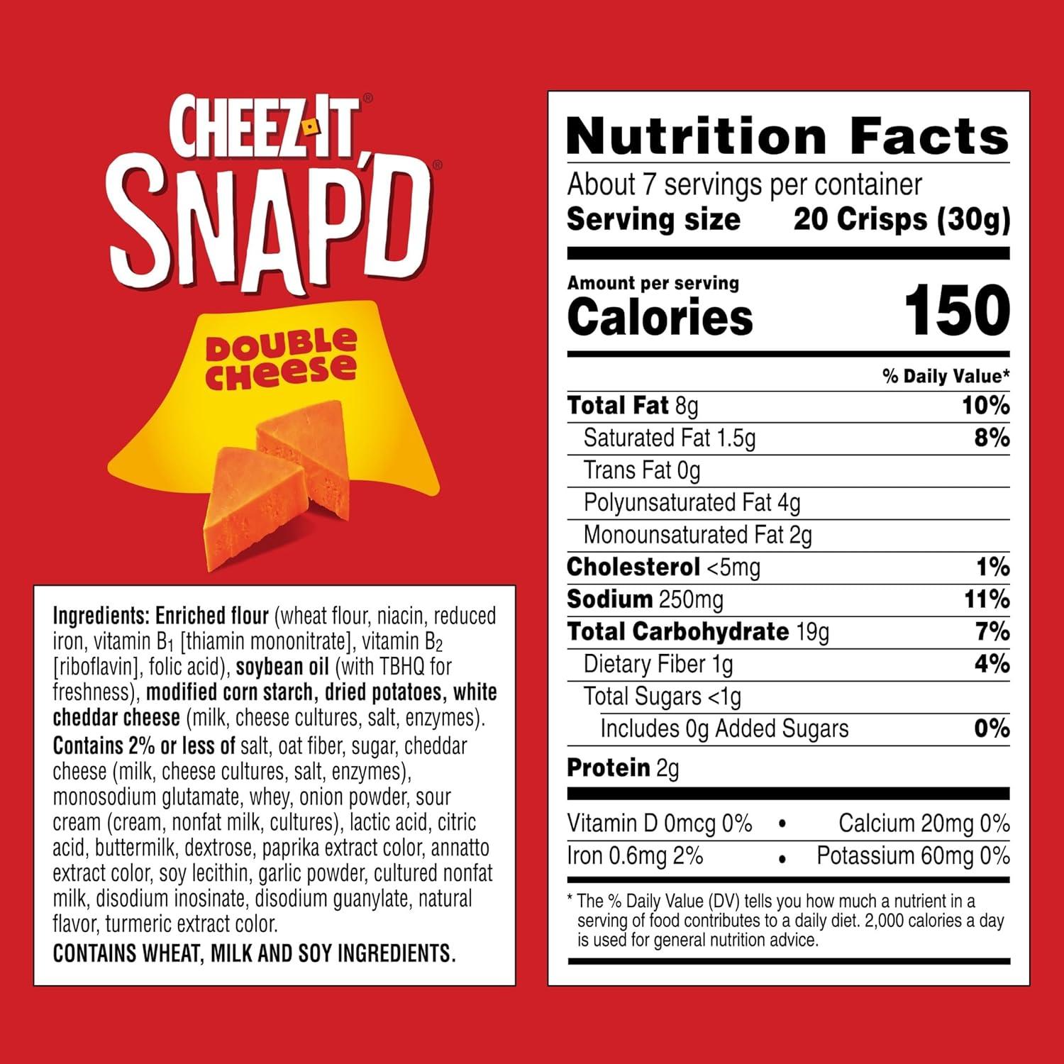 image:imageCheezIt Snapd Cheesy Baked Chips Thin Crisps Lunch Snacks Honey BBQ 6 BagsDouble Cheese